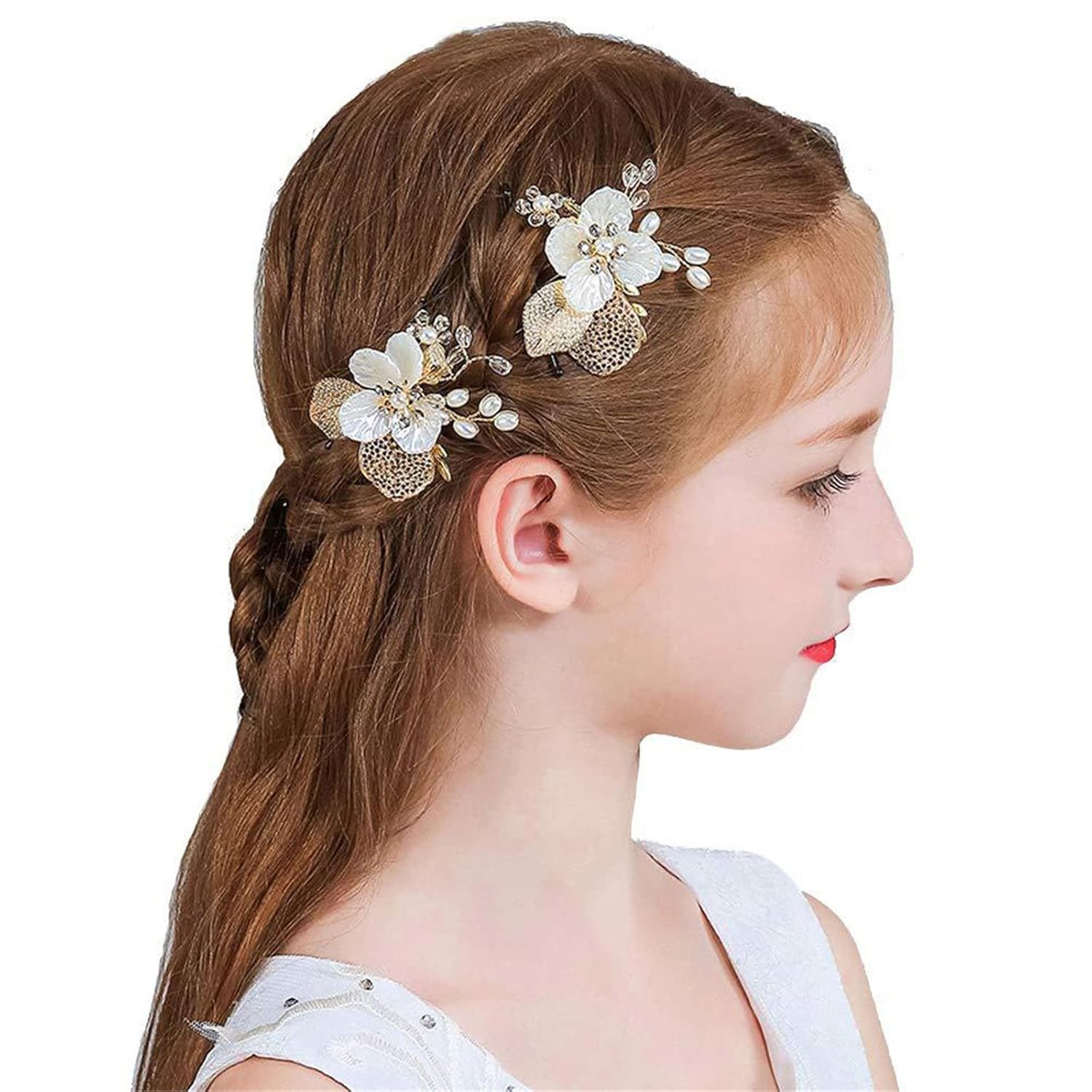 Pasadores antideslizantes para niñas pequeñas, accesorios para el cabello, clip lateral para peine de flores, diamantes de imitación, pinza para el