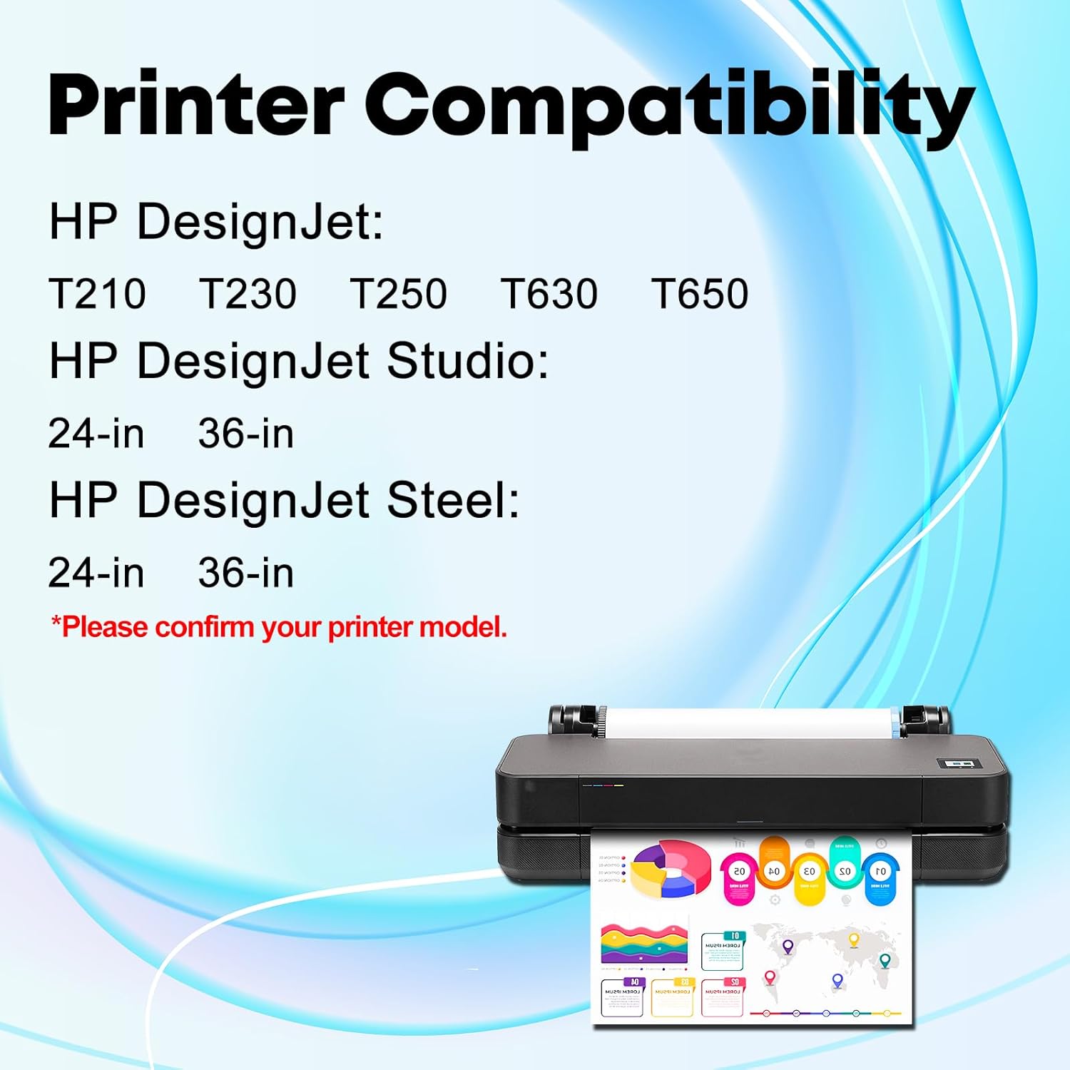 Miss Deer Cartuchos de tinta 712XL remanufacturados de repuesto para HP 712 712XL, trabajo para HP para impresoras de trazador DesignJet T630 T650