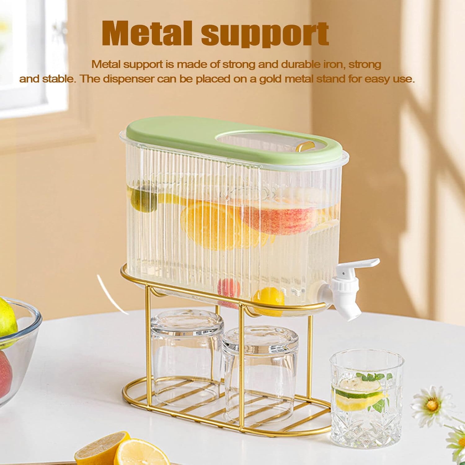 Dispensador de plástico con colador, dispensador de bebidas de gran capacidad de 3.5 litros, dispensador de jarra de agua duradero, refrigerador,