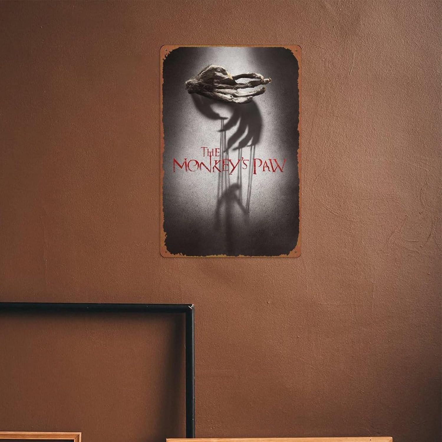 Póster de película The Monkey’s Paw con aspecto vintage, letrero de metal de estaño, decoración de pared, 8 x 12 pulgadas