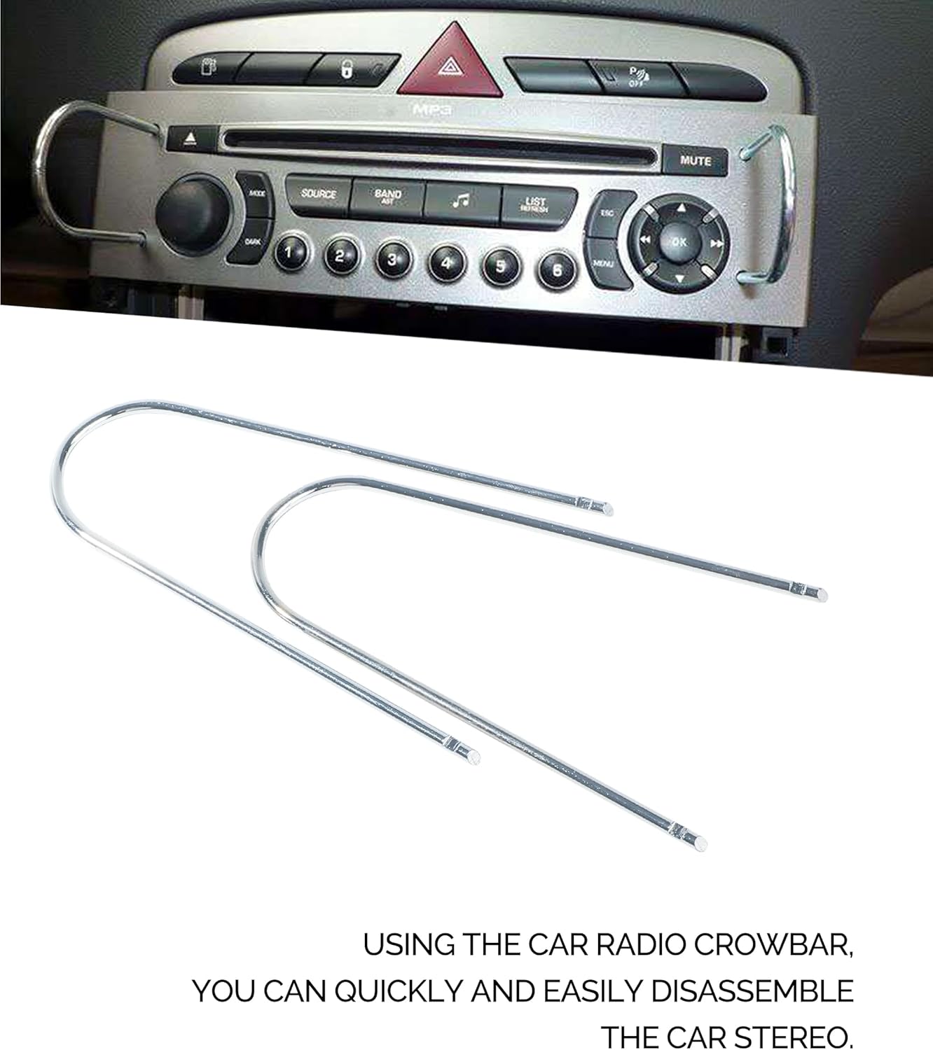 Herramienta de extracción de radio de acero inoxidable de 6 piezas, kit de herramientas de extracción de radio de automóvil de acero inoxidable,