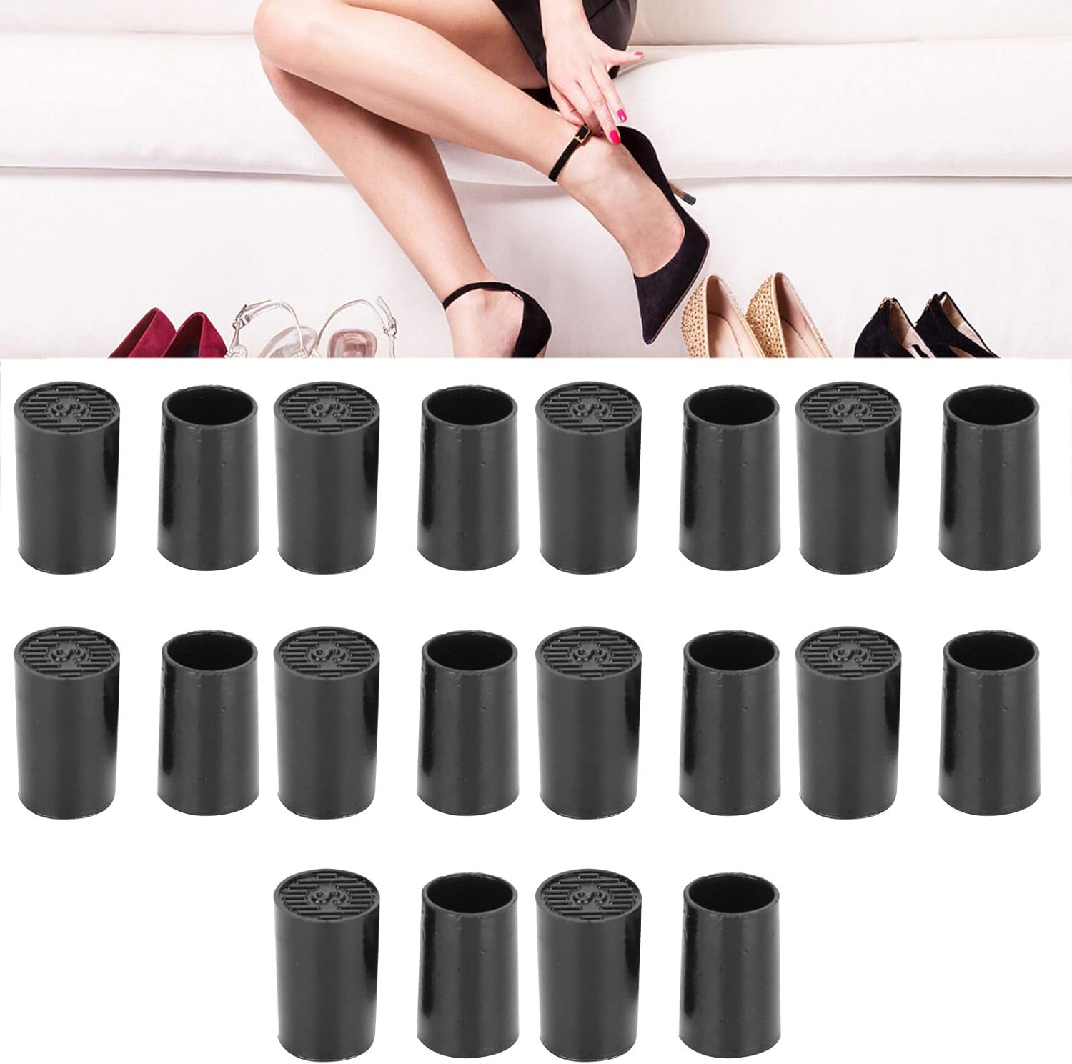 Puntas rápidas para el talón, color negro con una capa extra de poliuretano para reparar el talón, 10 pares de fiestas antideslizantes para