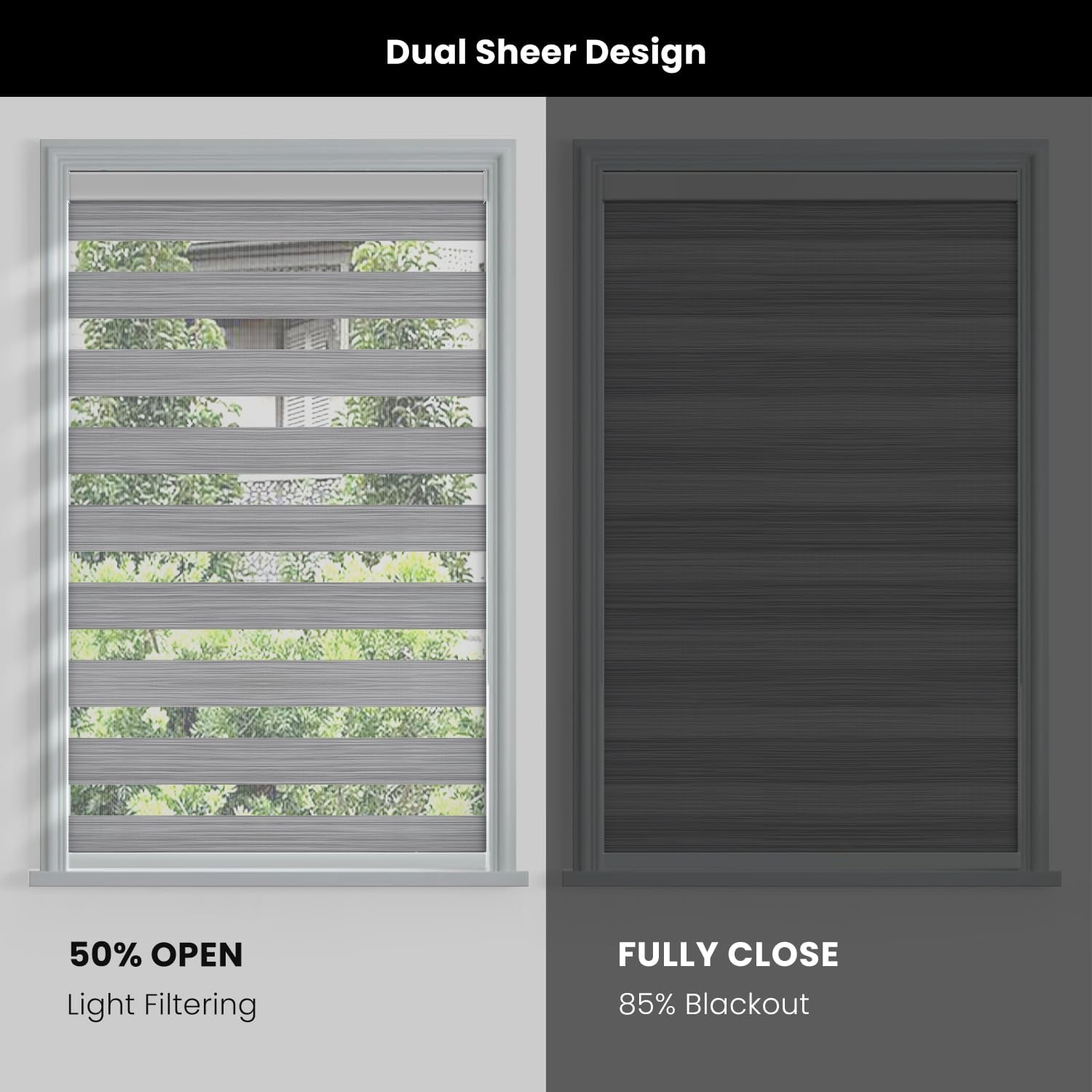 Persianas motorizadas de cebra para ventana persianas inteligentes Astomi con persianas enrollables inalámbricas, control remoto, control de voz,