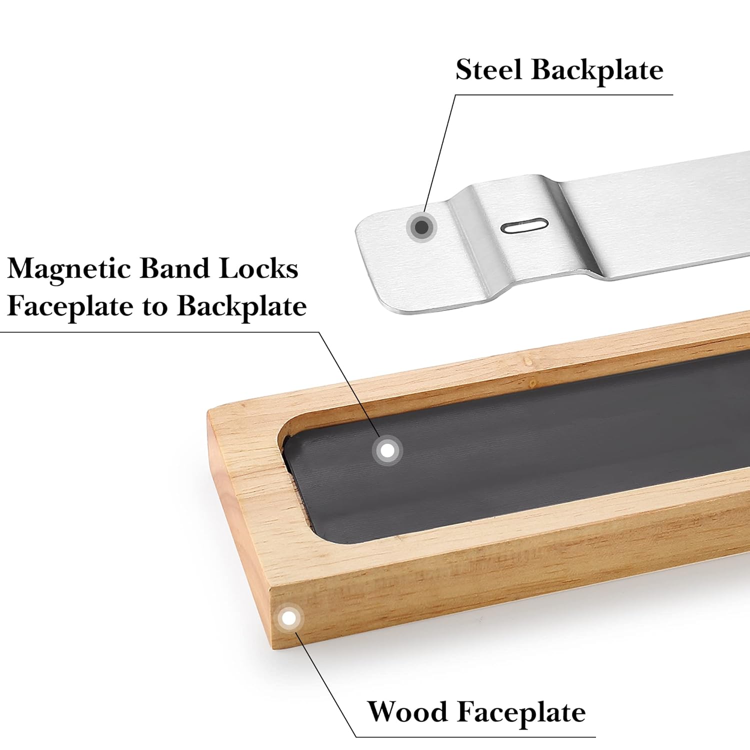 Soporte magnético para cuchillos de pared, tira magnética para cuchillos de 16 pulgadas, potente soporte magnético de madera para cuchillos de