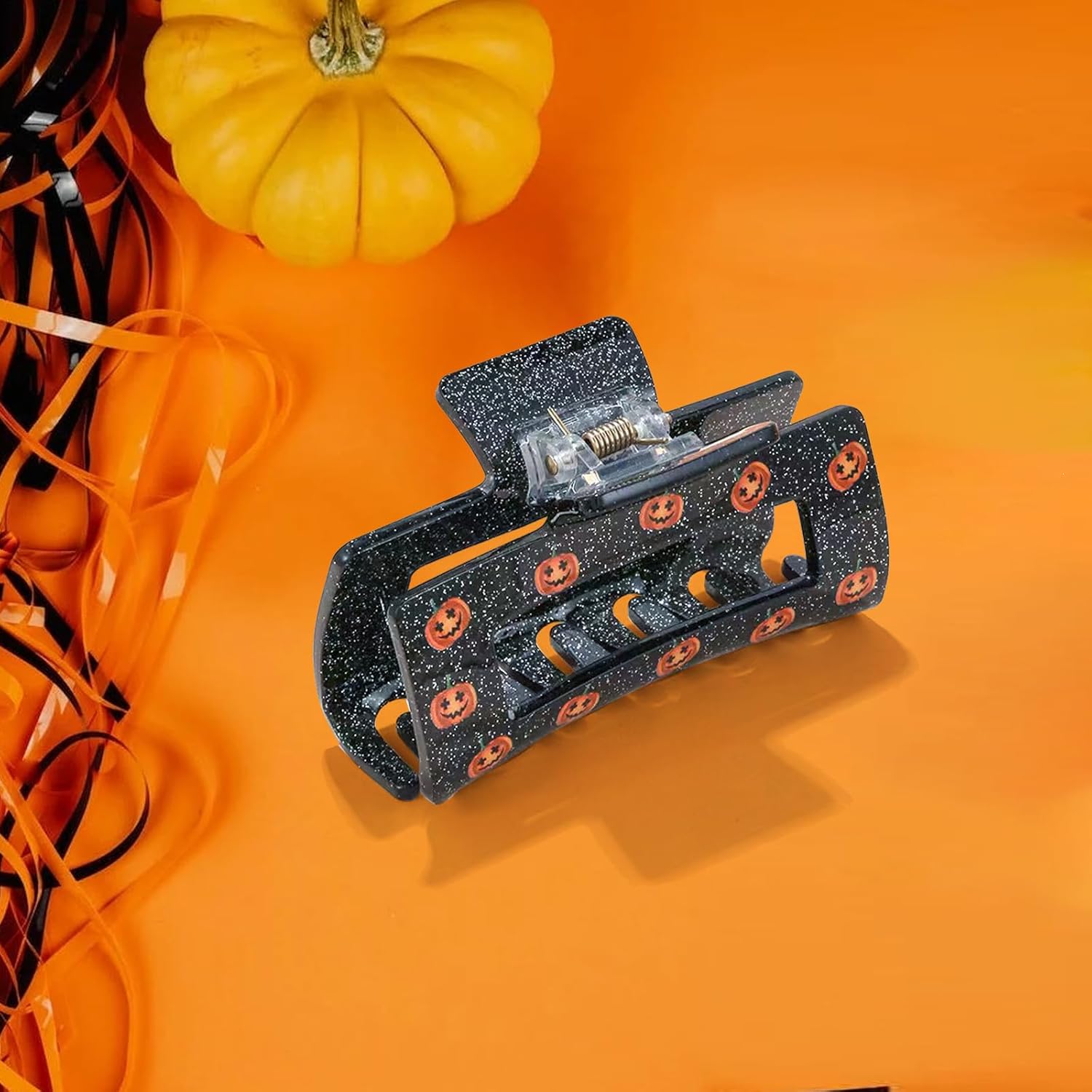 Pinzas para el cabello de Halloween, diseño de calabaza con purpurina de Beleki para mujer, pinzas de mandíbula novedosas, pasadores para el