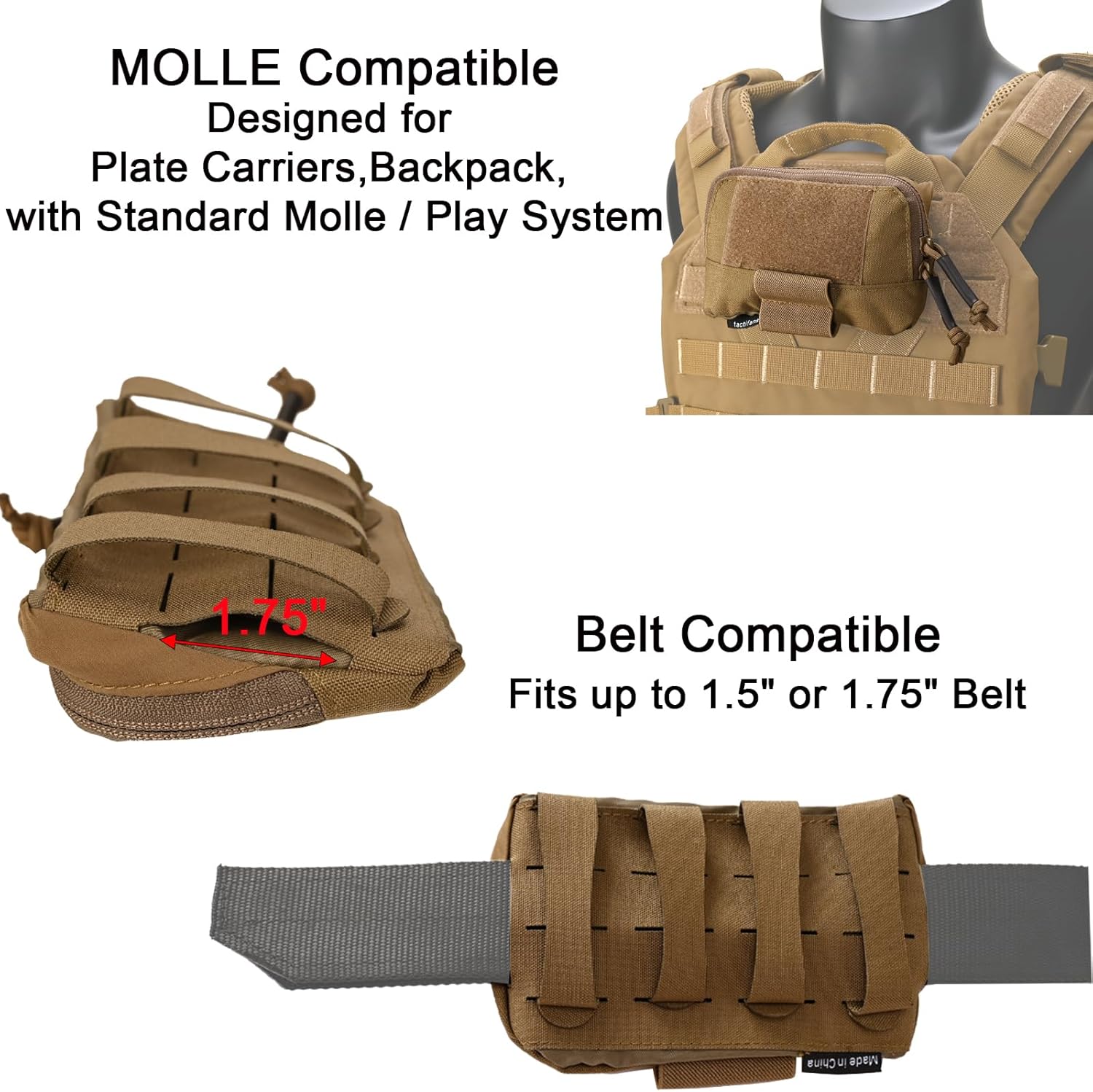 Molle – Bolsa táctica de administración para el pecho, pequeña bolsa de pecho Molle, bolsa para cinturón y chaleco táctico, panel organizador de