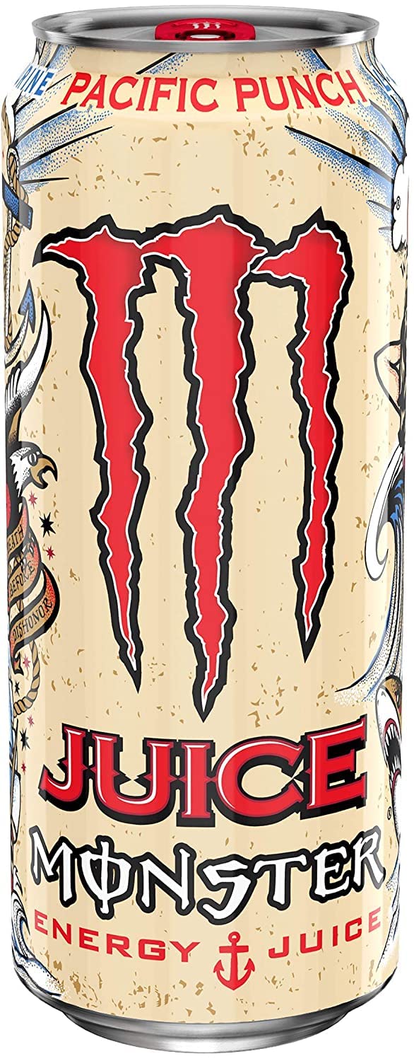 Juice Monster Pacific Punch, Energy + Juice, bebida energética, 16 onzas (paquete de 16)