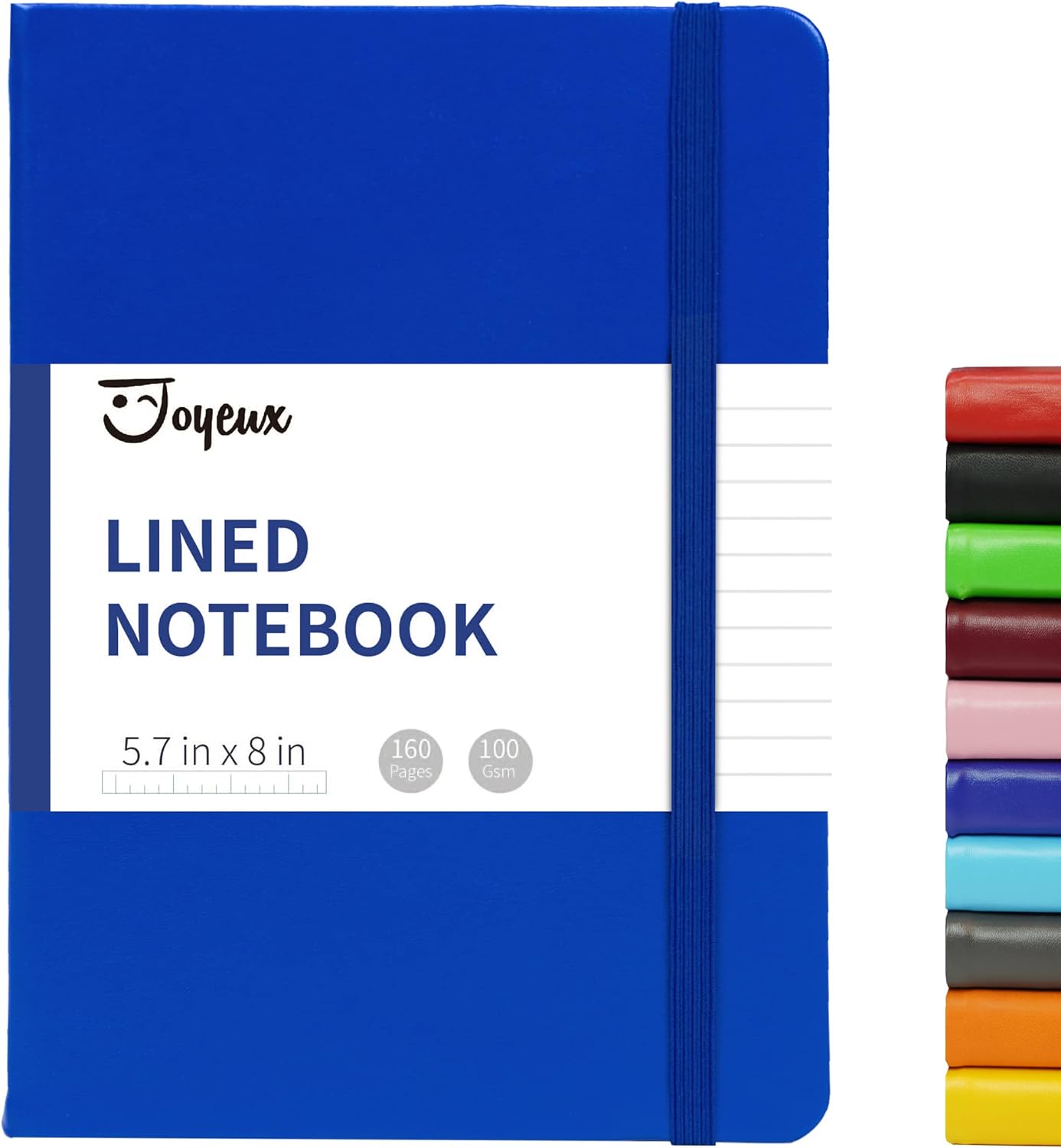 JOYEUX Cuaderno rayado, diario de 160 páginas para escribir, tamaño mediano de 5.7 x 8 pulgadas para mujeres y hombres, papel A5 de 3.53 ozm de