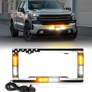 Xprite 36 luces LED estroboscópicas para matrícula, bandera de EE. UU., marco de luz de seguridad de peligro de emergencia para vehículos de Xprite 36 luces LED estroboscópicas para matrícula, bandera de EE. UU., marco de luz de seguridad de peligro de emergencia para vehículos de