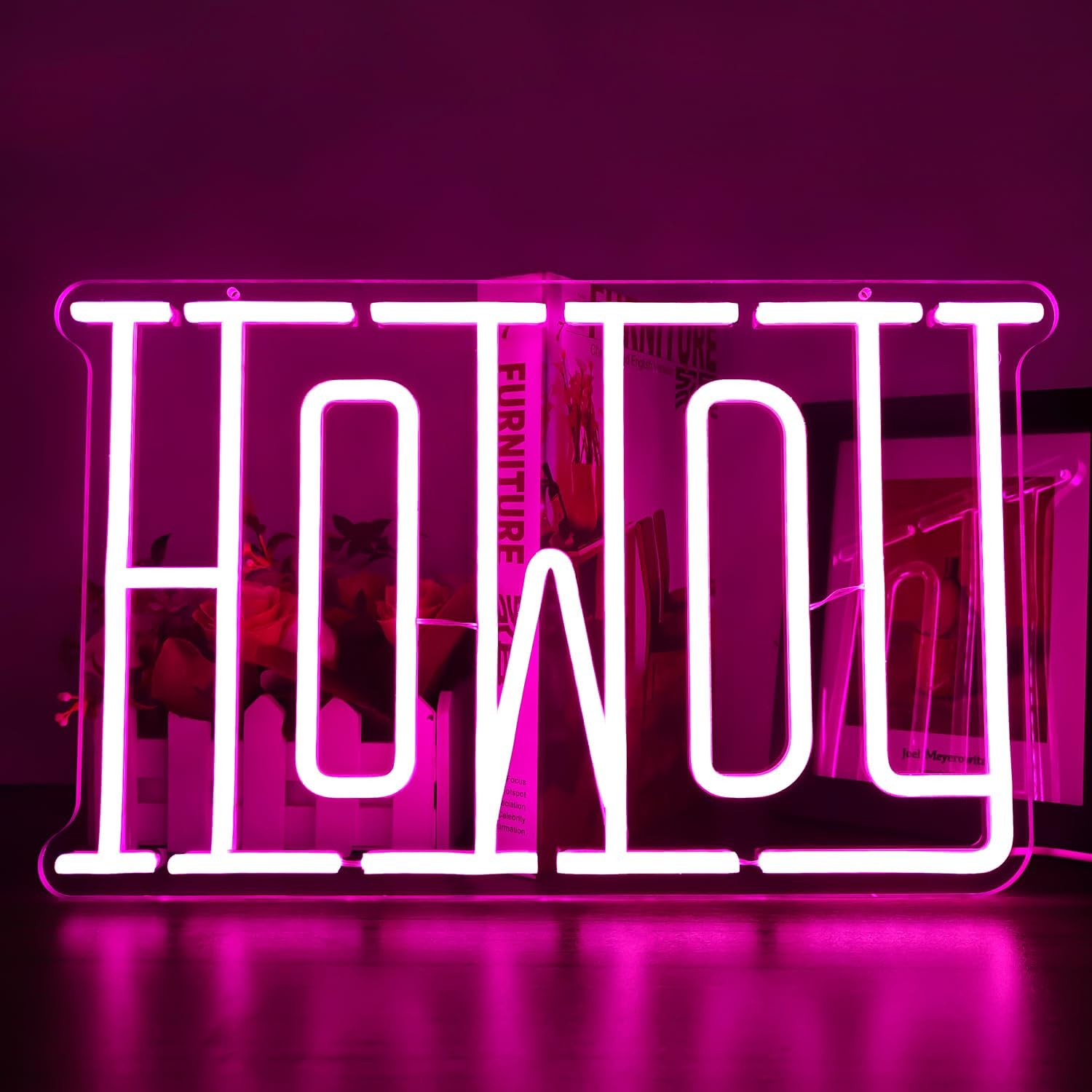 Howdy – Letrero de neón para decoración de pared, regulable, letrero LED de neón para dormitorio, letrero de neón para fiesta de cumpleaños, hogar,