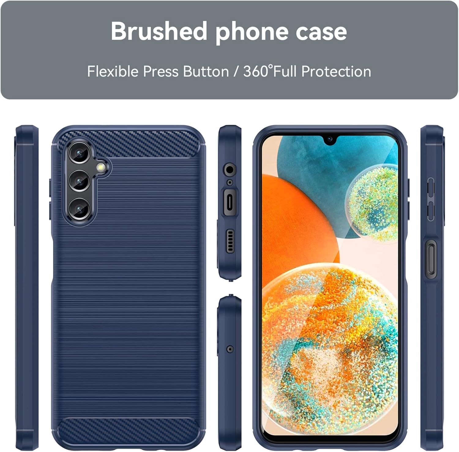 Funda para Samsung Galaxy A14 5G, Galaxy A14 con protector de pantalla HD, absorción de golpes flexible de TPU parachoques de goma suave para