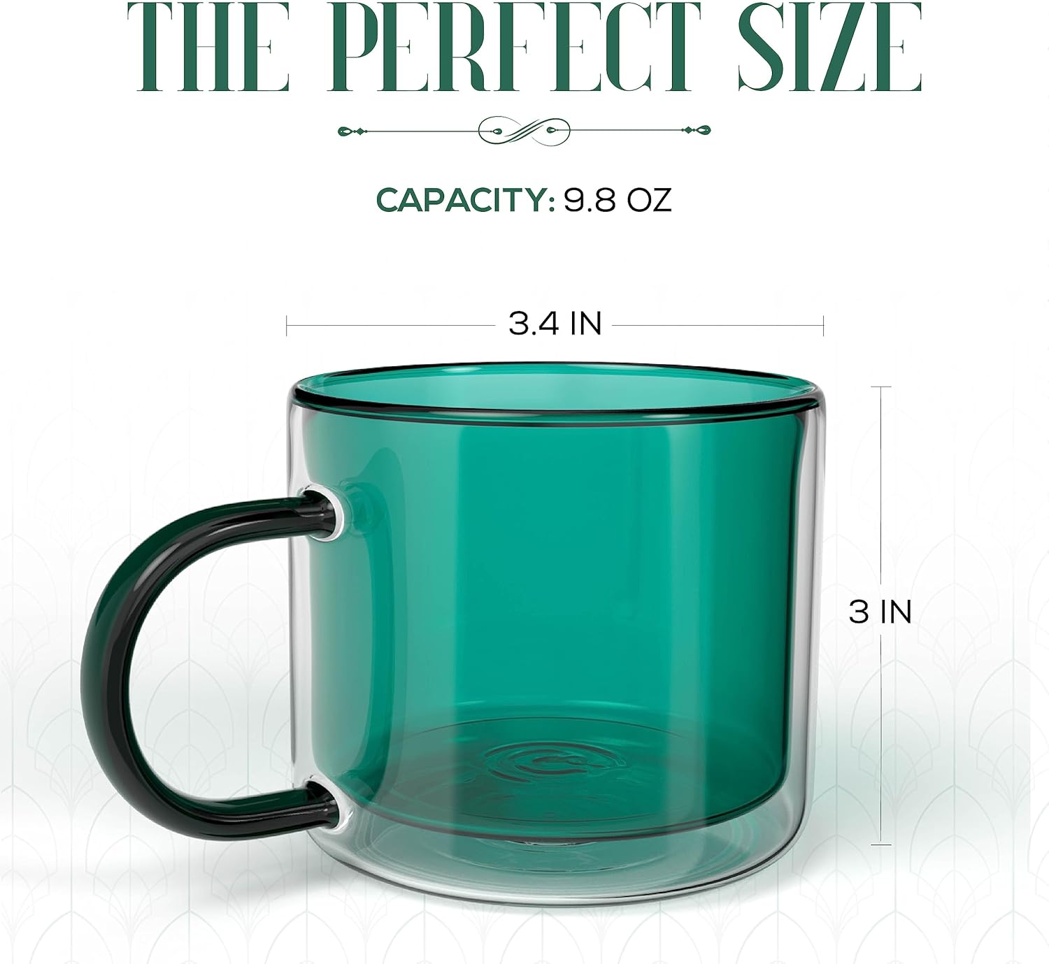 elle decor Tazas de café de doble pared, juego de 2, bonitas tazas de café, té y vidrio de leche con asa, taza de espresso aislada, 10 onzas, juego