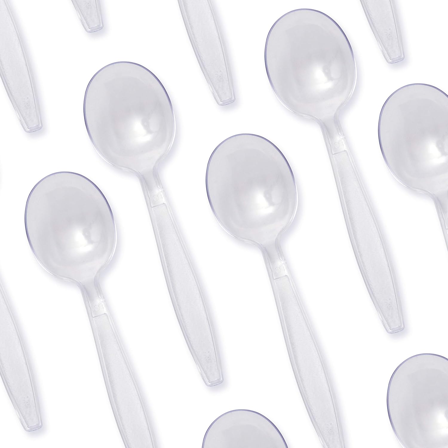 Cucharas de sopa de plástico extra resistentes, de grado profesional, 100 unidades. Utensilios reciclables transparentes y resistentes para sopas,