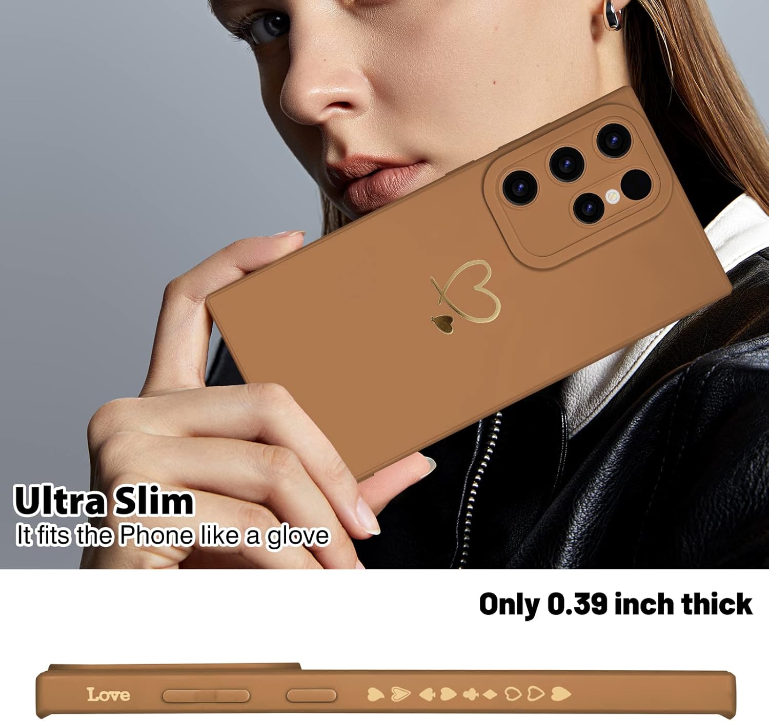 Funda para Samsung Galaxy S23 Ultra para niñas y mujeres, lindo diseño de corazón de amor, funda flexible de silicona líquida a prueba de golpes,