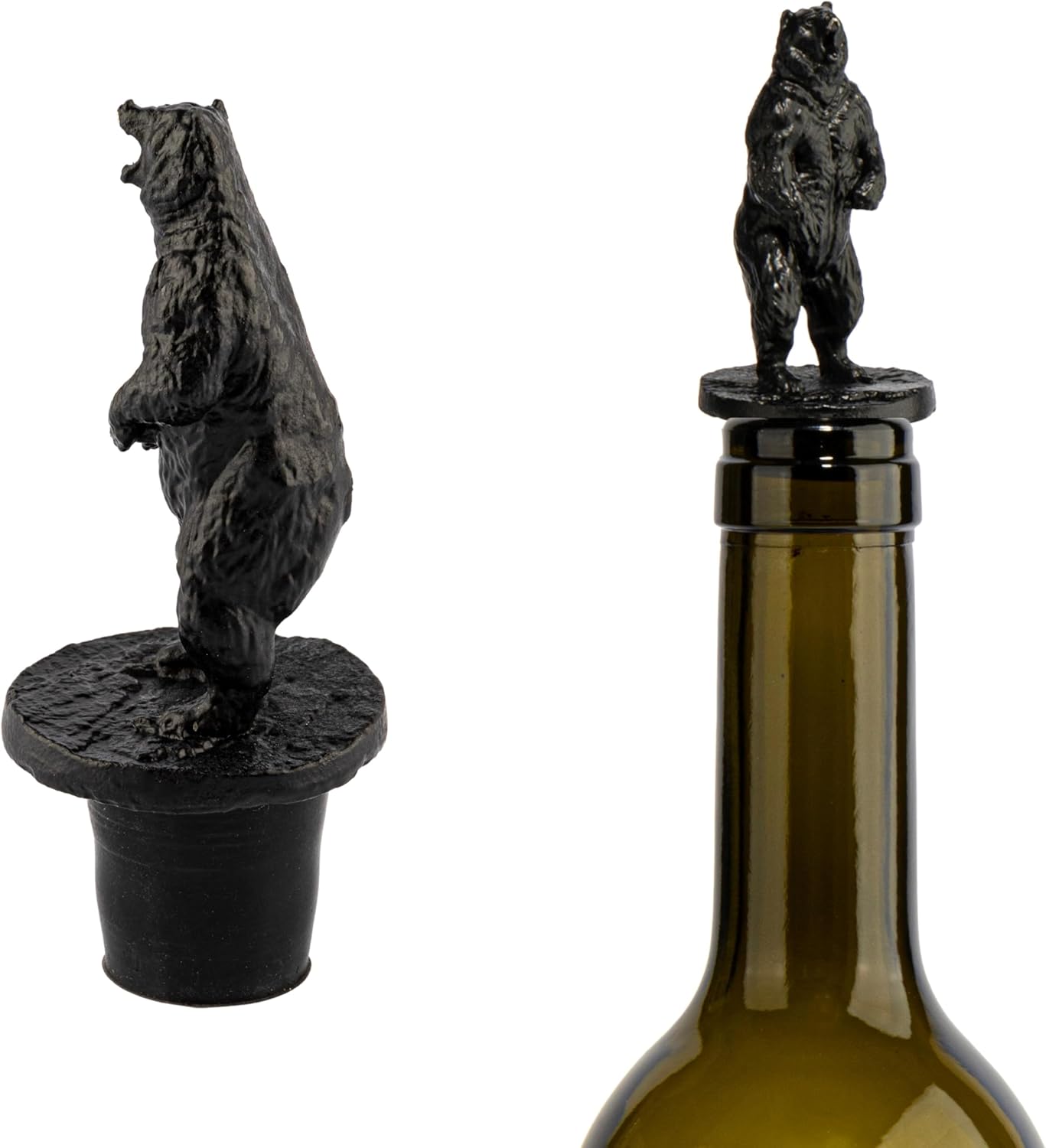 SFdizayn Tapón para botella de vino, corcho de acero inoxidable, accesorio de regalo para amantes del vino, tapón de vino reutilizable con oso