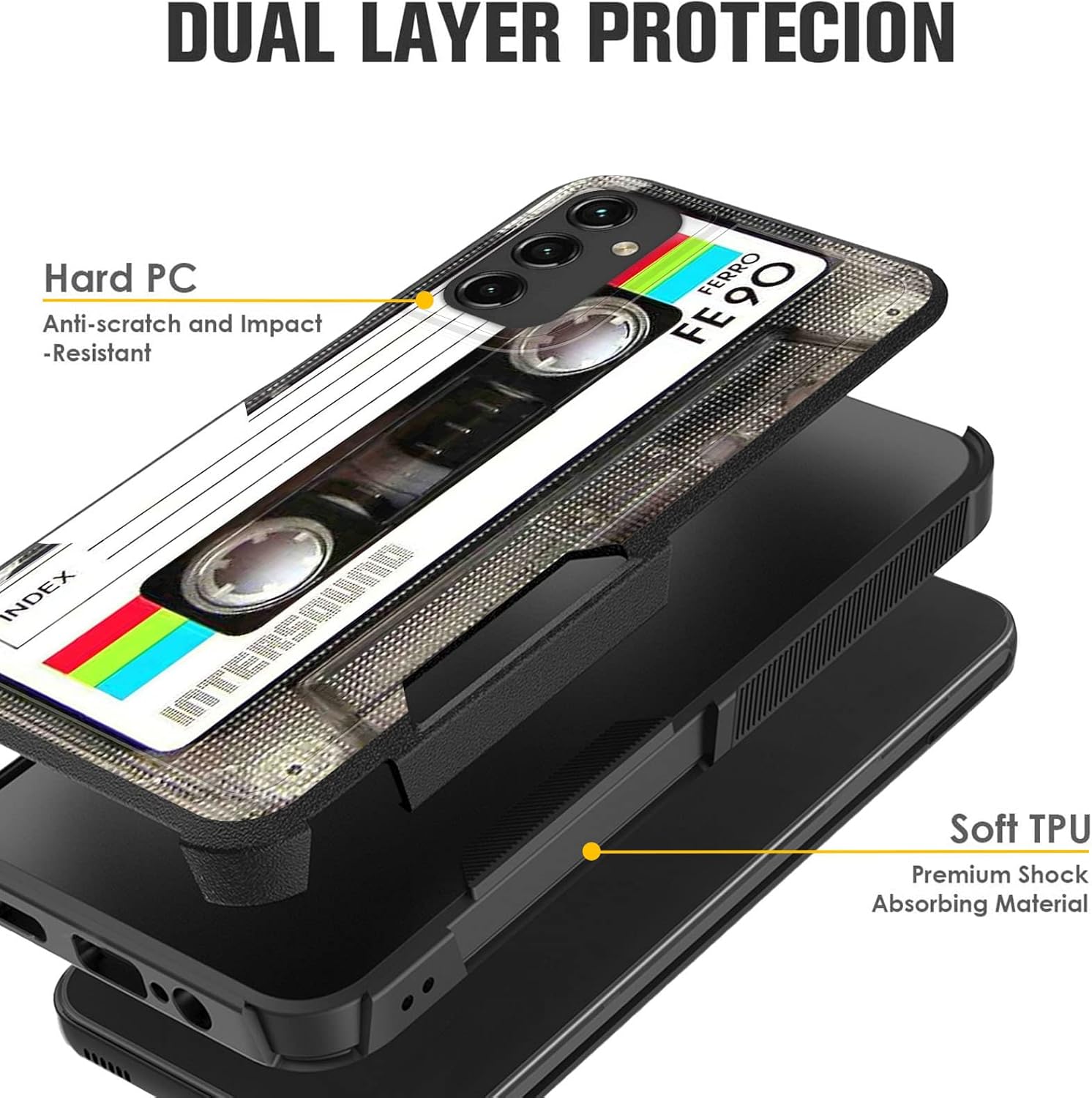 Funda para Galaxy A14 5G, doble capa híbrida resistente a prueba de golpes, policarbonato duro, silicona suave, TPU, funda protectora para Samsung