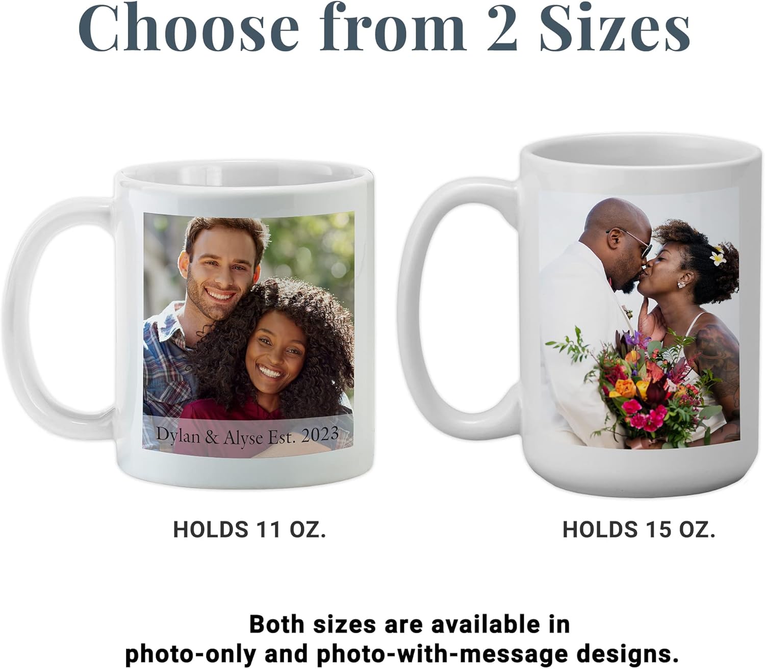 Let’s Make Memories Taza de fotos personalizada con mensaje  11 oz  Mango rojo  Para esposonovio  Para esposanovia