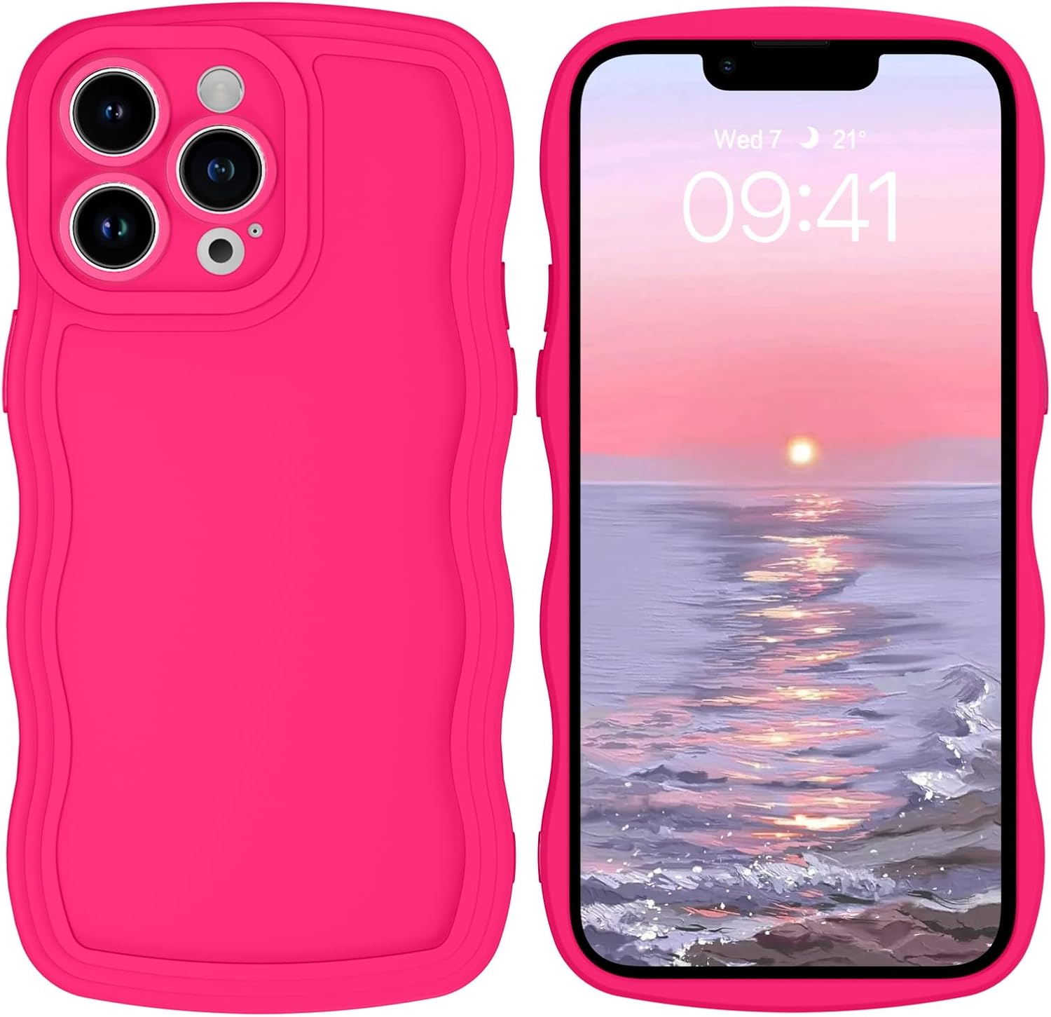 GUAGUA Funda para iPhone 13 Pro de 6.1 pulgadas, funda de teléfono para iPhone 13 Pro, bonito diseño de forma de onda rizada, suave híbrido, TPU, a