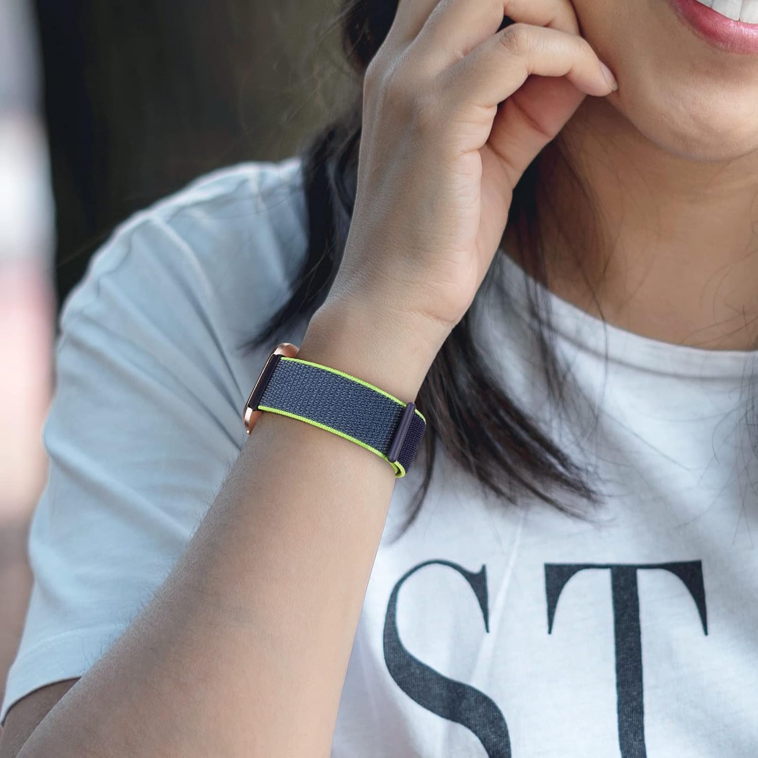 Bandas de nailon compatibles con Fitbit Versa 2, Fitbit Versa Lite, Fitbit Versa, correa de repuesto suave ajustable transpirable para mujeres y