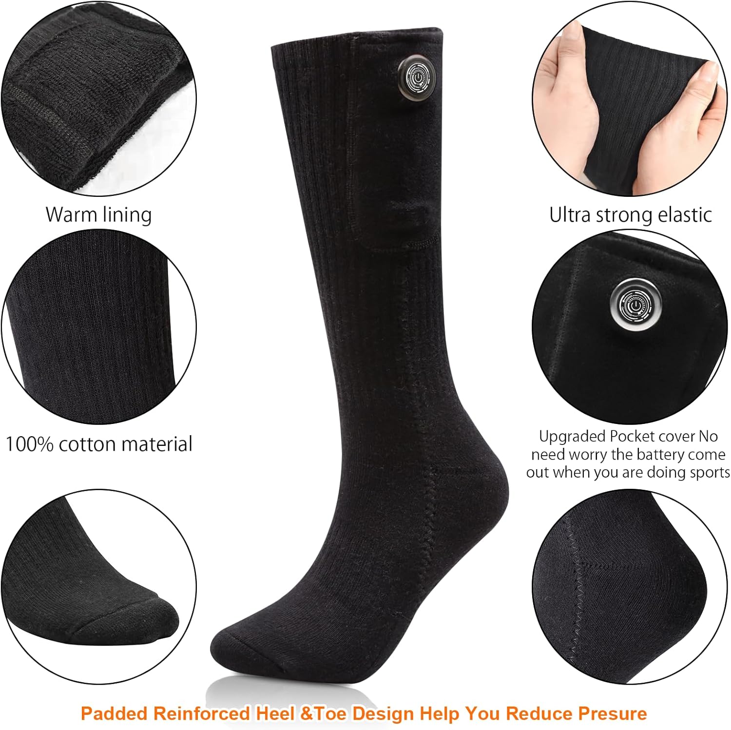 Calcetines calefactables, calcetines térmicos para hombres y mujeres, calcetines eléctricos recargables mejorados con 5000 mAh, calentadores