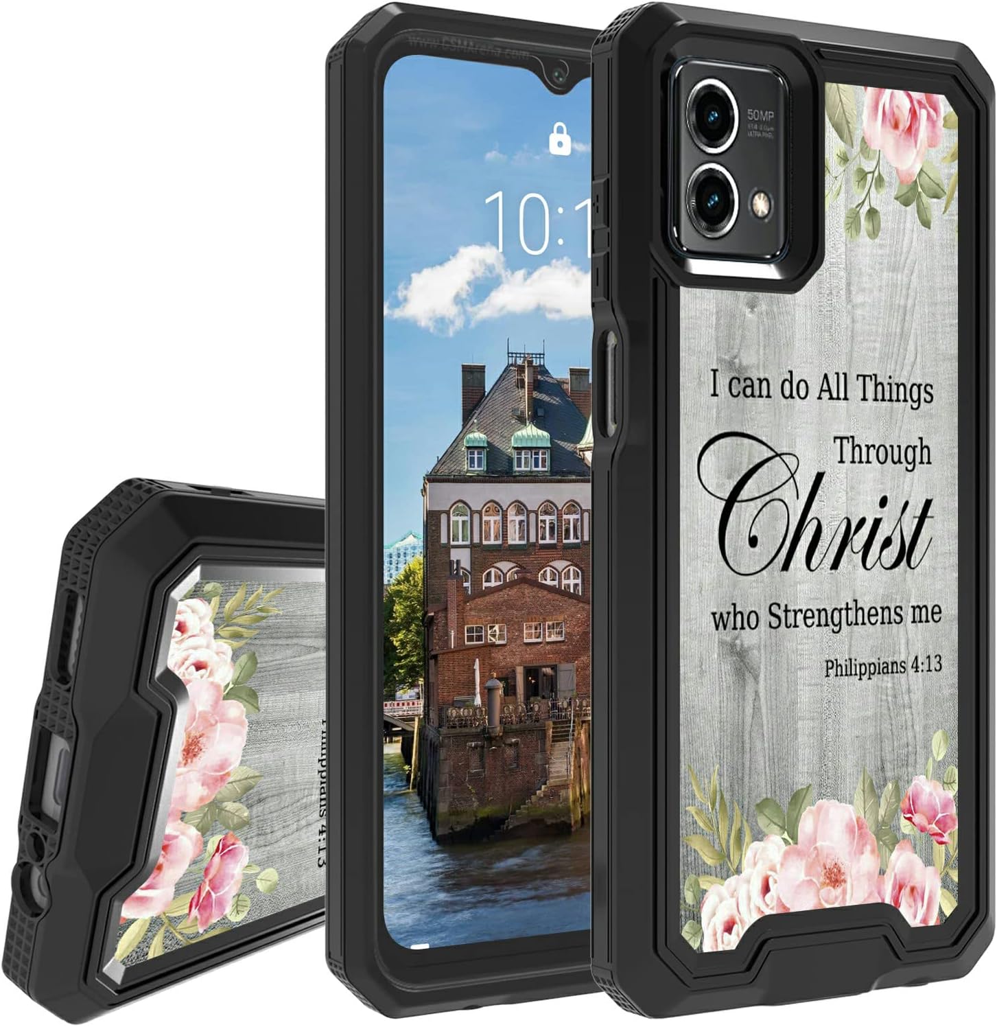 Rossy Funda para teléfono Motorola Moto G Stylus 5G 2023 con versículo de la Biblia, patrón de filipenses 4-13 para mujeres y hombres, funda híbrida