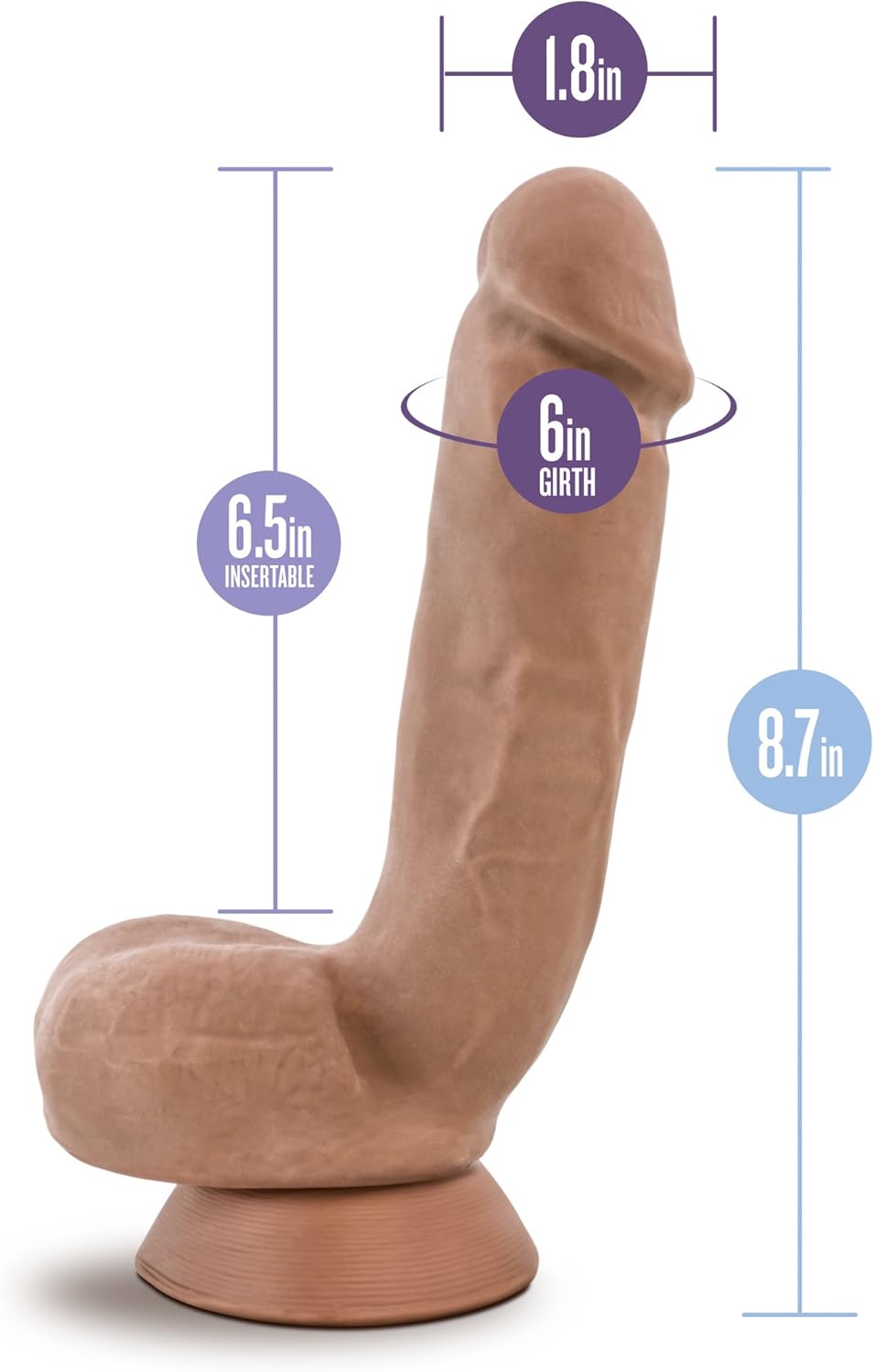 Blush Au Naturel Macho – Consolador realista Sensa Feel de doble densidad de 8.75 pulgadas, pene y bolas – ventosa, compatible con arnés – Juguete