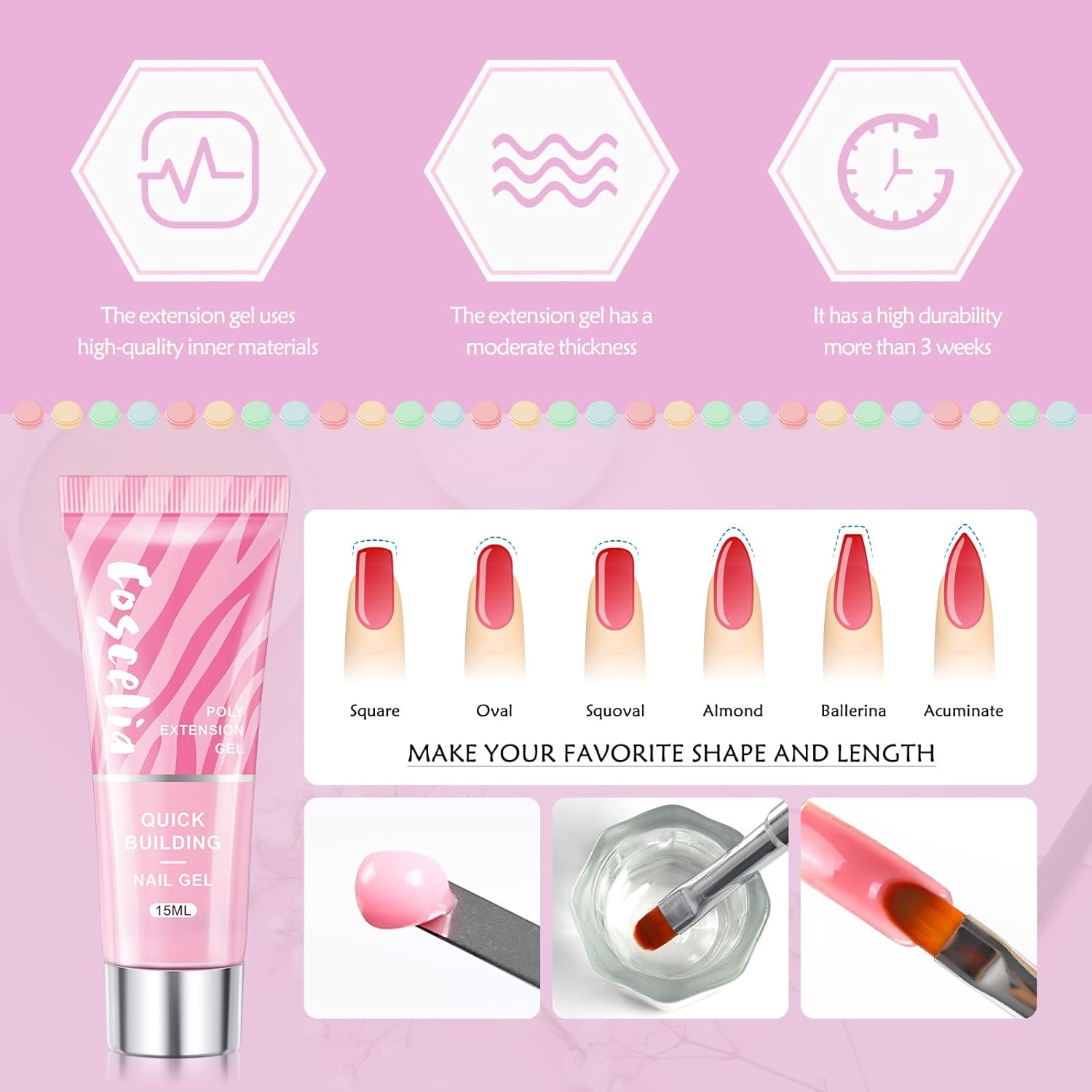 Kit de esmalte de uñas de gel con luz UV de Navidad, 3 piezas de gel de uñas de poliéster, 6 piezas, juego de esmalte de gel para todas las