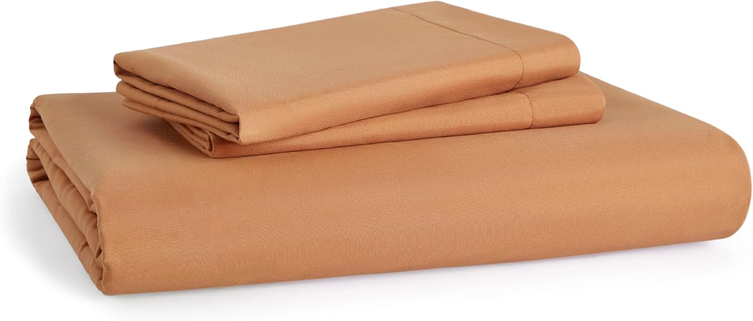 Bedsure Funda de edredón individual o individual XL, suave microfibra cepillada, niños, 2 piezas 1 funda de edredón color naranja quemado (68 x 90