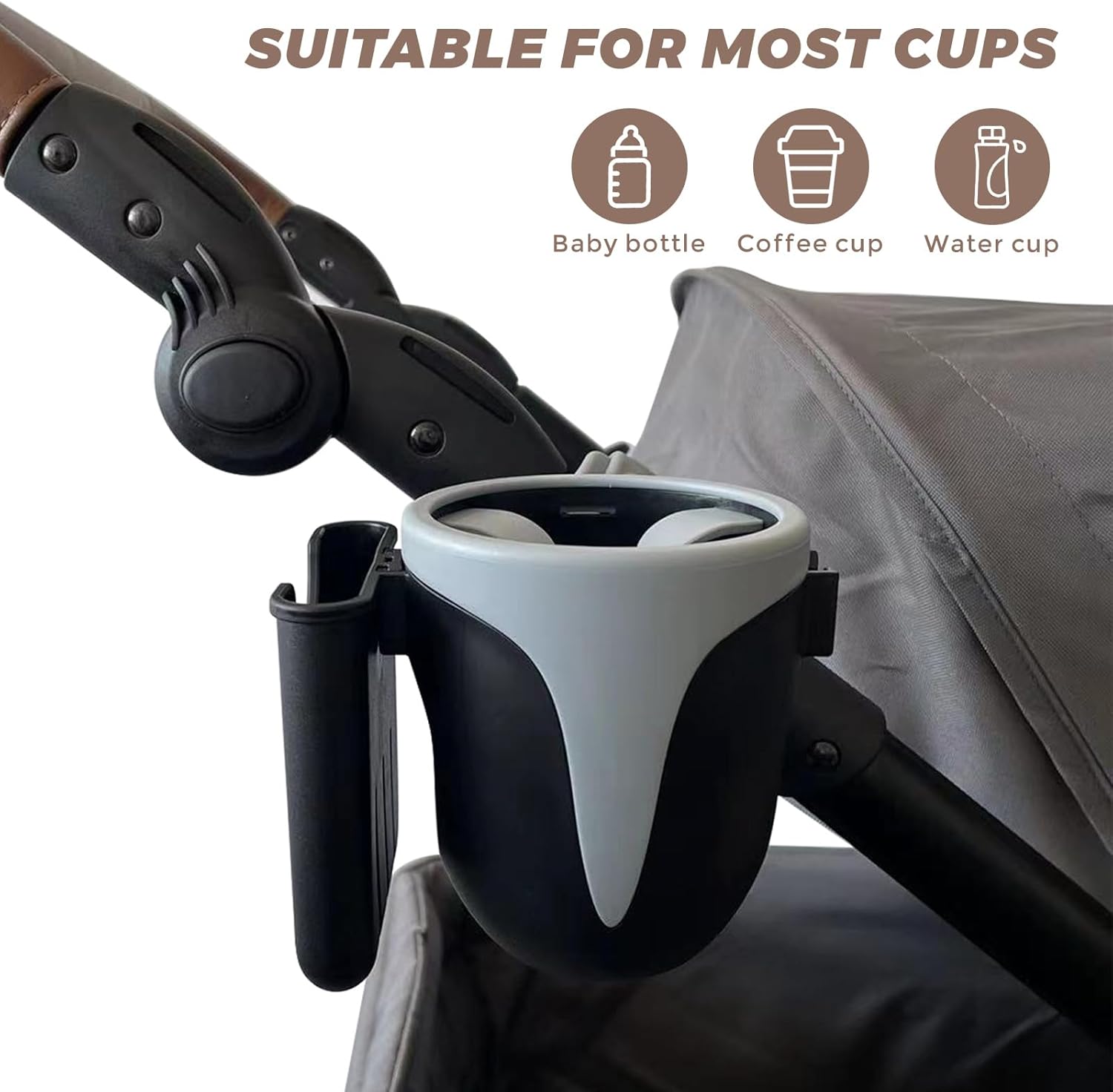 Portavasos para cochecito con soporte para teléfono, portavasos para cochecito Uppabababy, soporte universal 2 en 1 para cochecito, bicicleta, silla