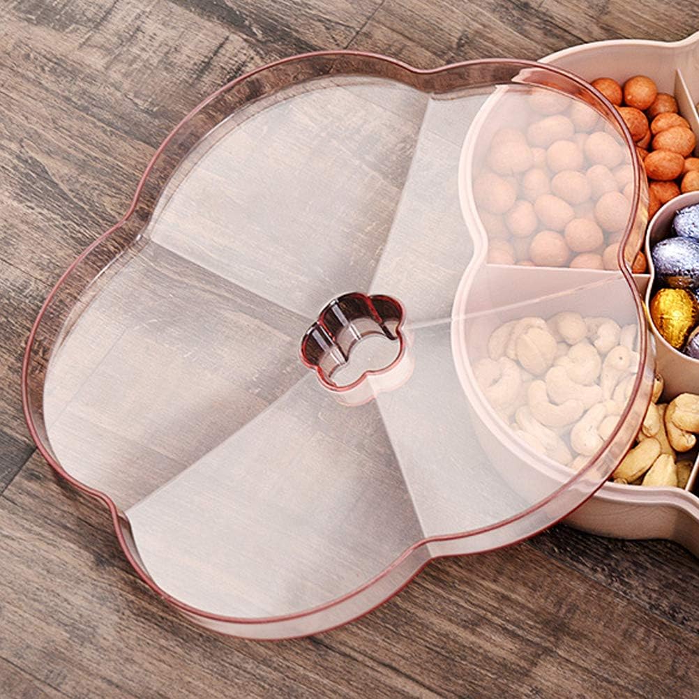 Caja de almacenamiento de aperitivos en forma de flor, bandeja para servir aperitivos con tapa, caja de almacenamiento de frutas y alimentos,