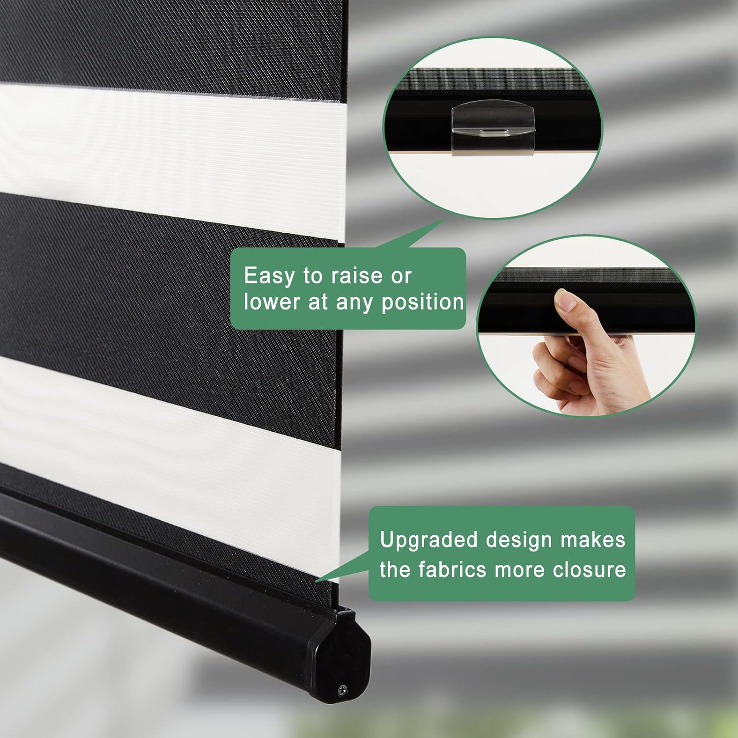 Persianas de ventana de cebra personalizadas, sin cordón, para oscurecer la habitación, persianas enrollables con protección UV, control de luz para