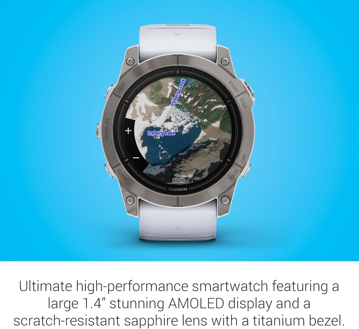 Garmin epix Gen 2 Pro Sapphire Edition, 2.008 in, titaniopiedra blanca  Pantalla AMOLED, reloj inteligente de alto rendimiento, tecnología de