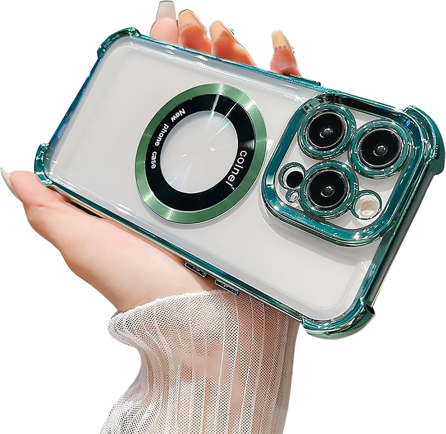 Eiyikof Funda magnética transparente para iPhone 13 Pro Max, protección de lujo brillante en las cuatro esquinas, a prueba de golpes, de grado