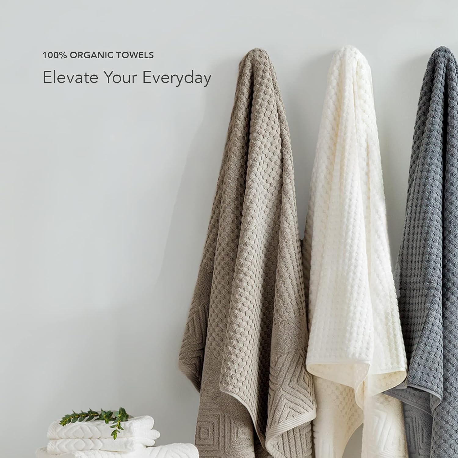 Texere – Juego de toallas de baño de lujo 100% algodón orgánico jacquard de 21.66 ozm, ultra suaves y absorbentes, calidad de hotel y spa (diamante,