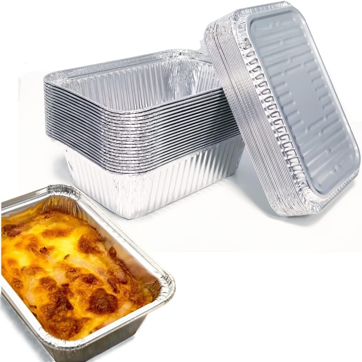 Moldes de papel de aluminio con tapas, forros de cesta para freidora de aire para Ninja Foodie DZ401 DZ201, recipientes de almacenamiento de