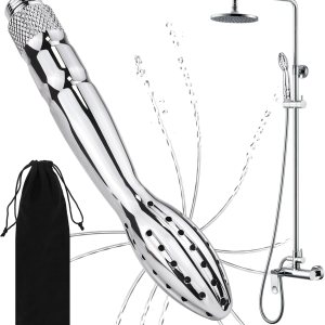 Ducha de ducha, enema de ducha, sistema de ducha enema, boquilla de ducha de agua de mano, kit de limpieza vaginal para hombres y mujeres, plateado Ducha de ducha, enema de ducha, sistema de ducha enema, boquilla de ducha de agua de mano, kit de limpieza vaginal para hombres y mujeres, plateado