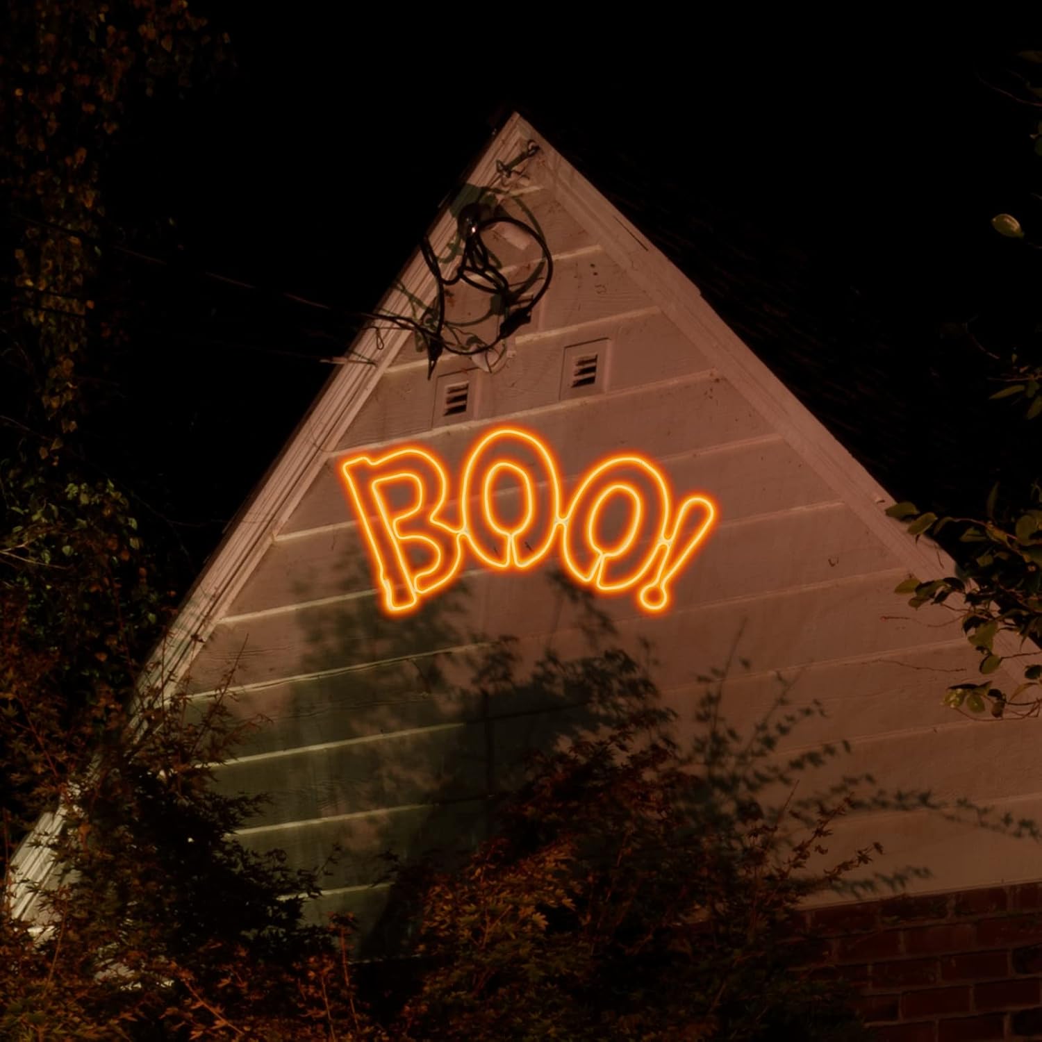 JUSTPRO Large 36×17 Inch Super-Bright 666LED Boo Neon Motif Orange LEDs Outdoor Halloween Decoration with UL Standard Adaptor Waterproof for Outdoor