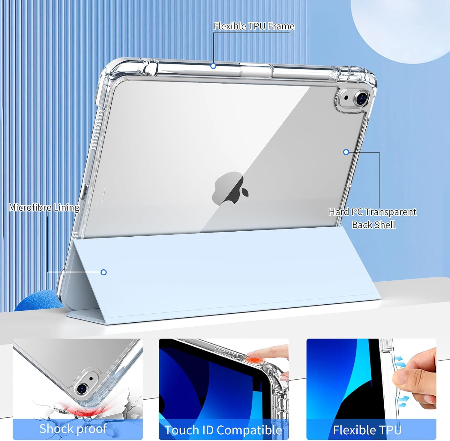 kenke Funda híbrida para iPad Air de 11 pulgadas (M2) 2024, iPad Air de 54 generación 20222020 de 10.9 pulgadas con soporte para lápices, funda