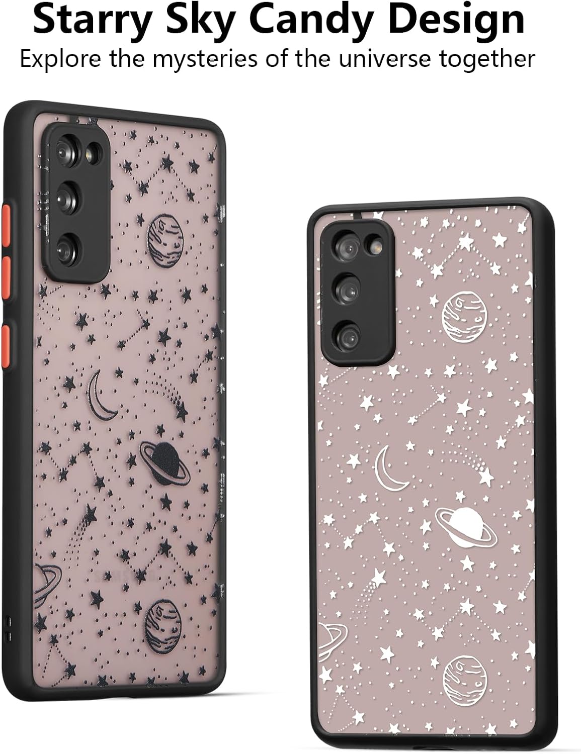 ZTOFERA Compatible con Samsung Galaxy S20 FE 5G, diseño de estrella planeta cielo translúcido esmerilado duro carcasa trasera de policarbonato de