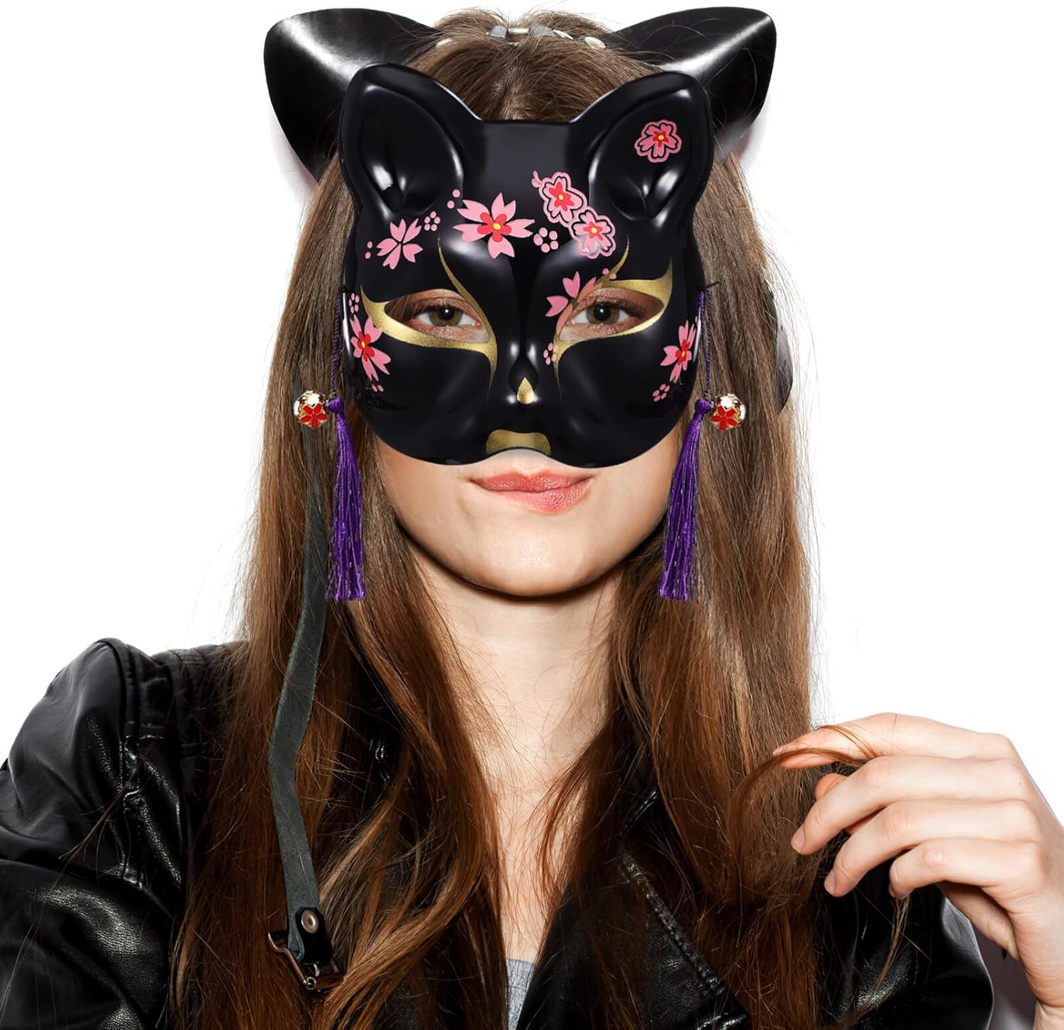 Toyvian 2 máscaras de gato para cosplay, máscara de media cara de animal, máscara de mascarada, festival, fiesta, accesorios de disfraces, disfraz