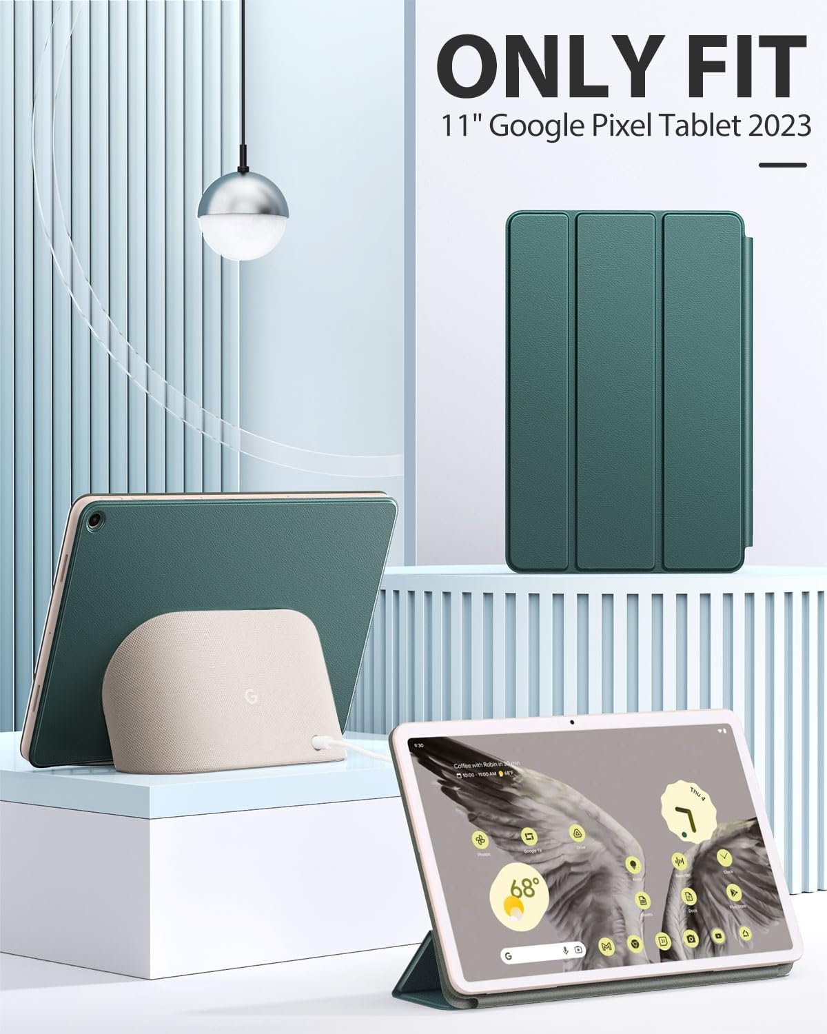 MoKo Funda para tableta Google Pixel 2023, diseño plegable + funda de cuero ultra fina y delgada con soporte para lápices, funda para tableta Pixel