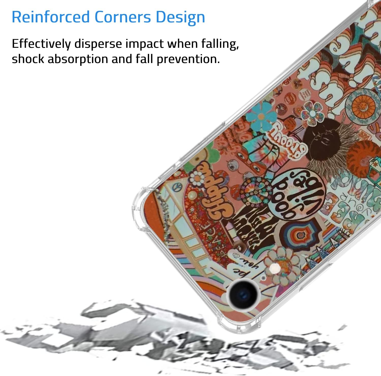 Funda psicodélica hippie psicodélica compatible con iPhone XR, funda retro Groovy Good Vibes para iPhone XR, funda de TPU suave y moderna