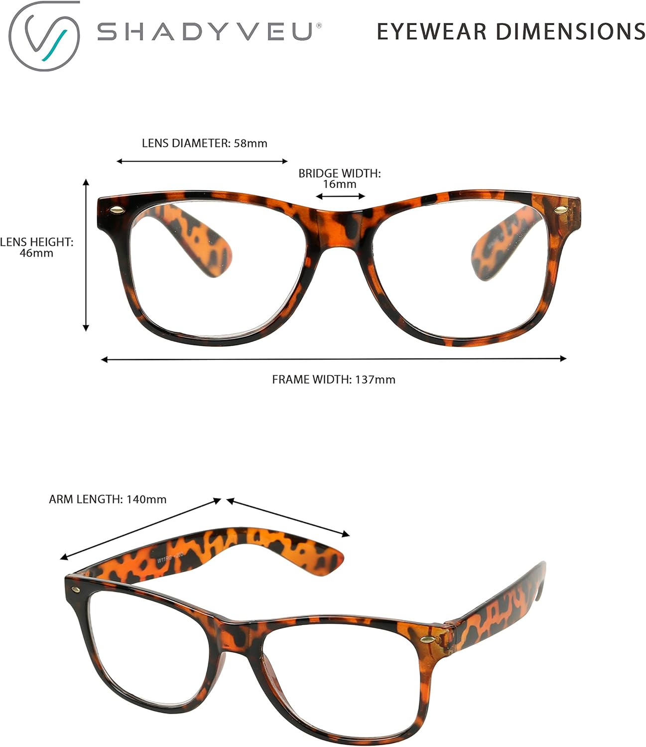 ShadyVEU Lentes ópticos redondos de lectura estilo clásico retro de los años 80 Vision Rx Black Tortoise Circular, paquete de 2 lectores multipack