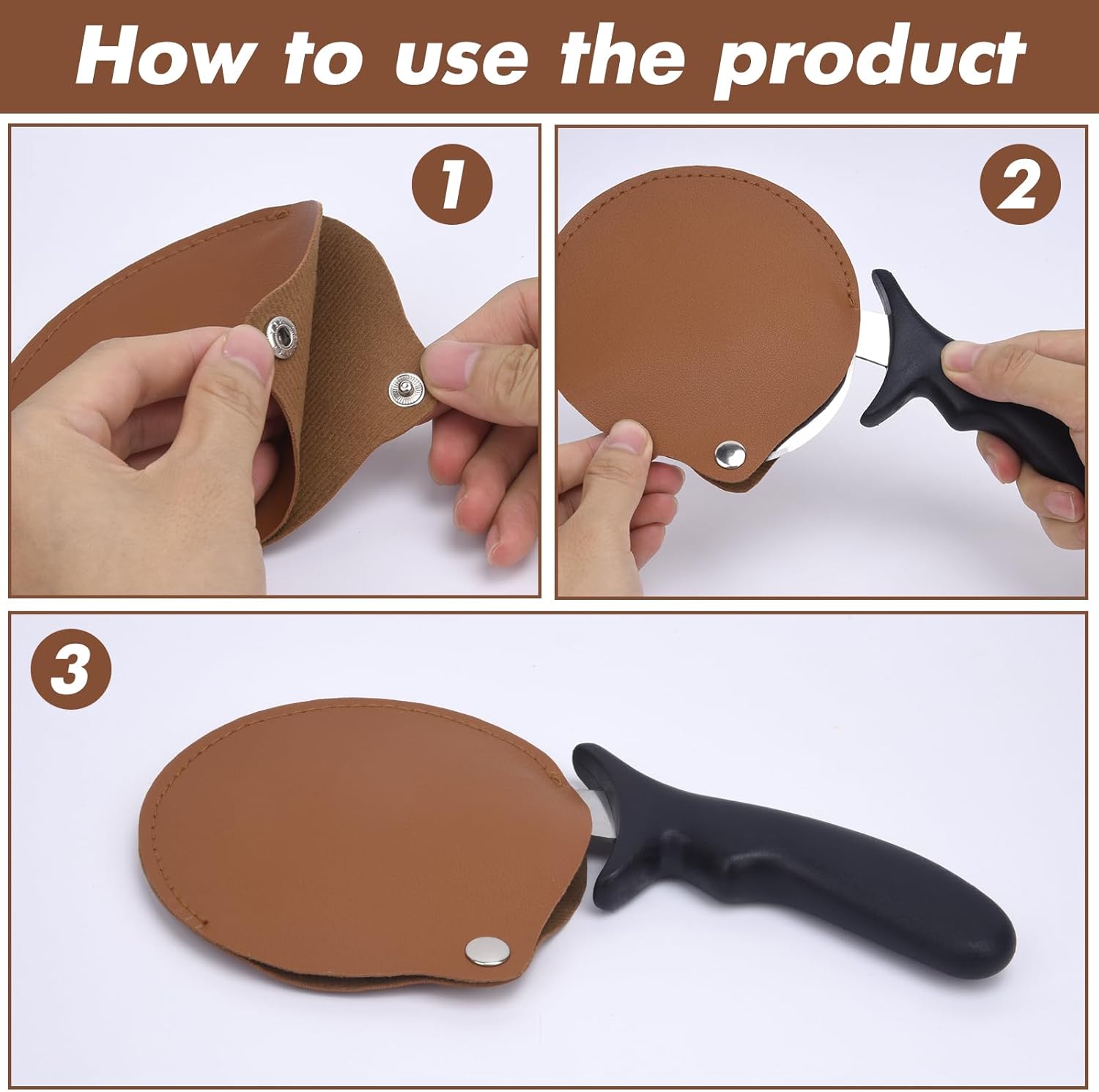 La funda para volante de pizza es adecuada para la protección de cuchillos de pizza, pequeña, flexible y fácil de instalar, la funda protectora para
