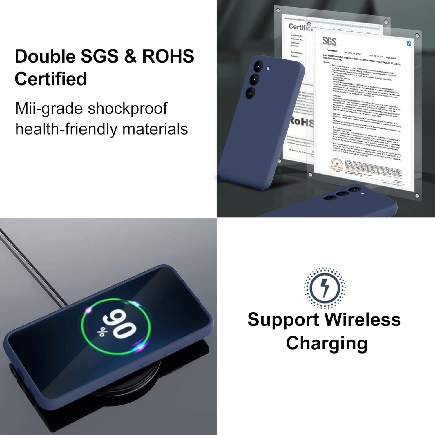 TISOOG Funda compatible con Samsung Galaxy S23 de 6.1 pulgadas, silicona cubierta completa, a prueba de golpes, con forro de microfibra suave,