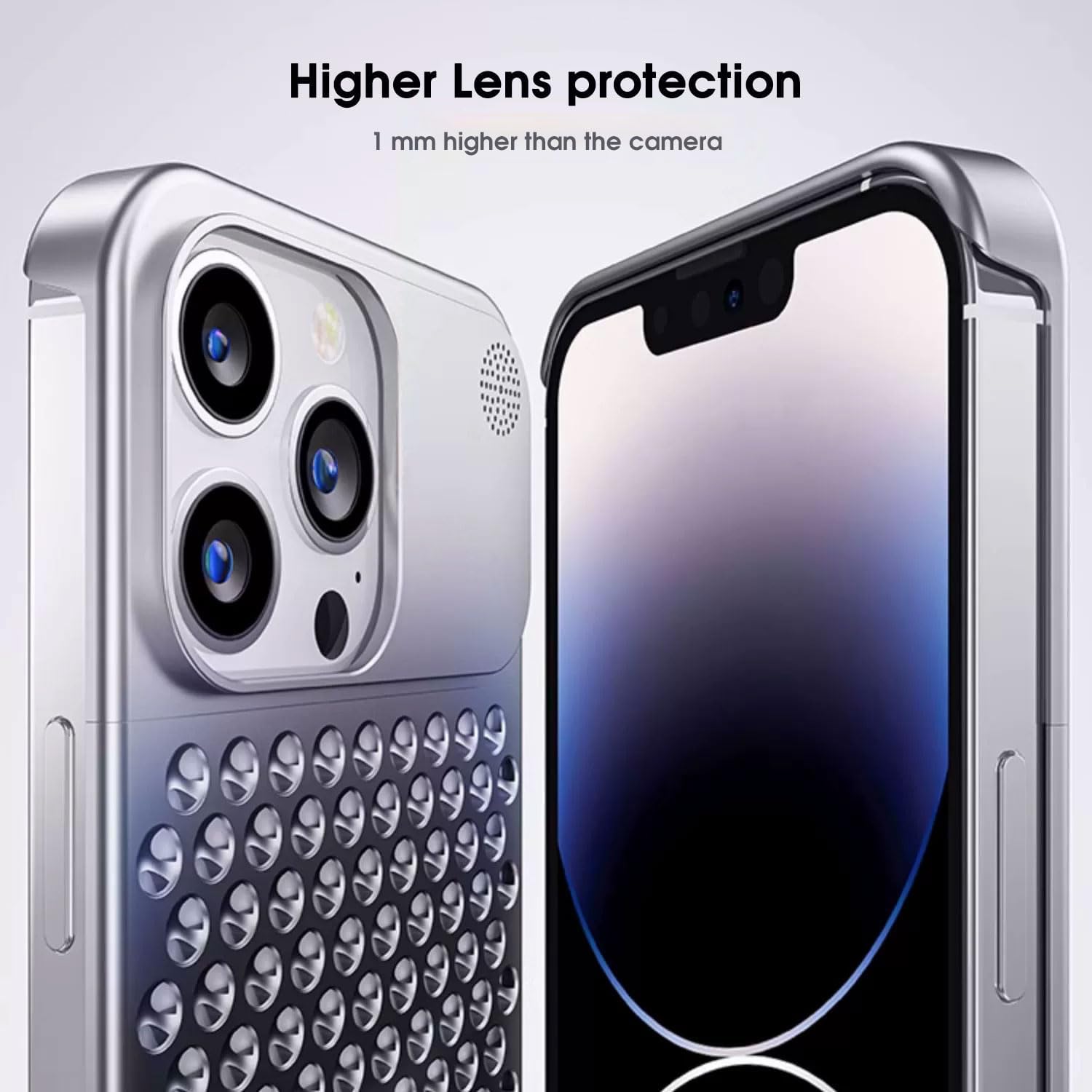Arae Funda de aluminio para iPhone 14  iPhone 13, disipación de calor anticaídas, funda delgada antiarañazos para iPhone 14iPhone 13, gris