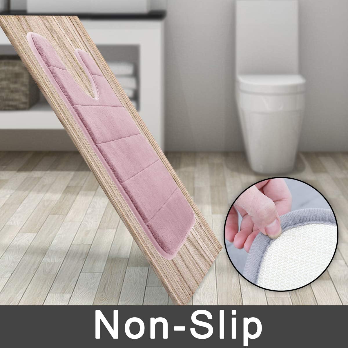 Yimobra – Alfombrilla de baño de espuma viscoelástica en forma de U, suave y cómoda, súper absorción de agua, antideslizante, gruesa, lavable a