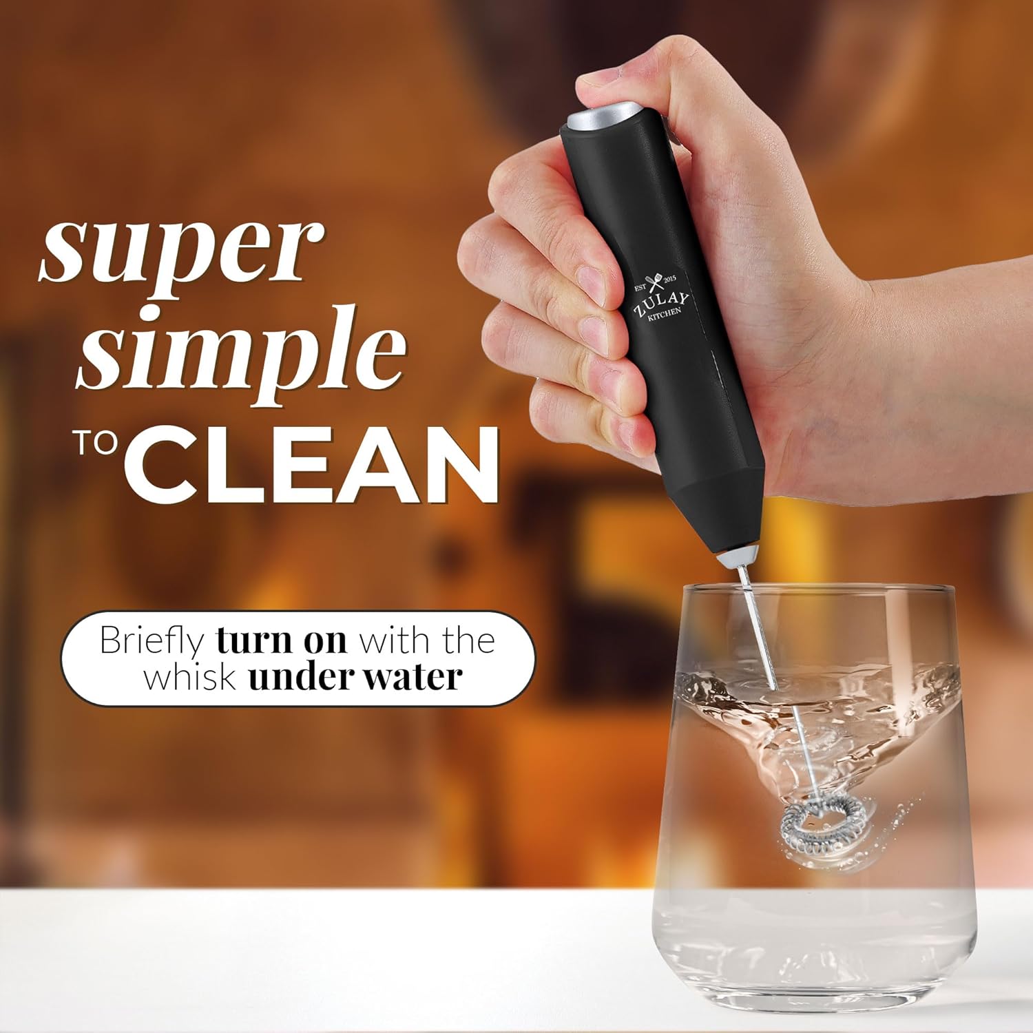 Zulay Kitchen – Potente espumador de leche de mano, mezclador de bebidas para café, lattes, capuchinos, matcha, mini espumador de leche y batidor de
