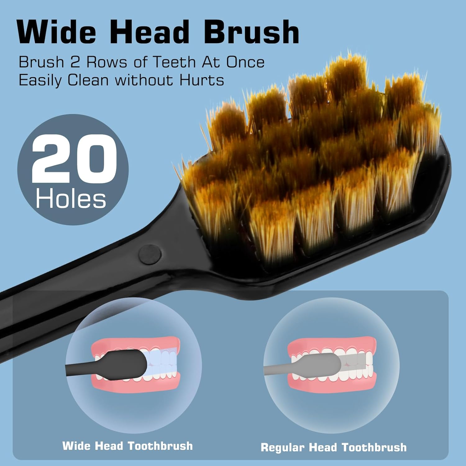 Hljia – Paquete de 5 cepillos de dientes de cristal 2023, cerdas suaves, cabeza ancha, cepillo antideslizante personalizado Bling Sparkle Ripple