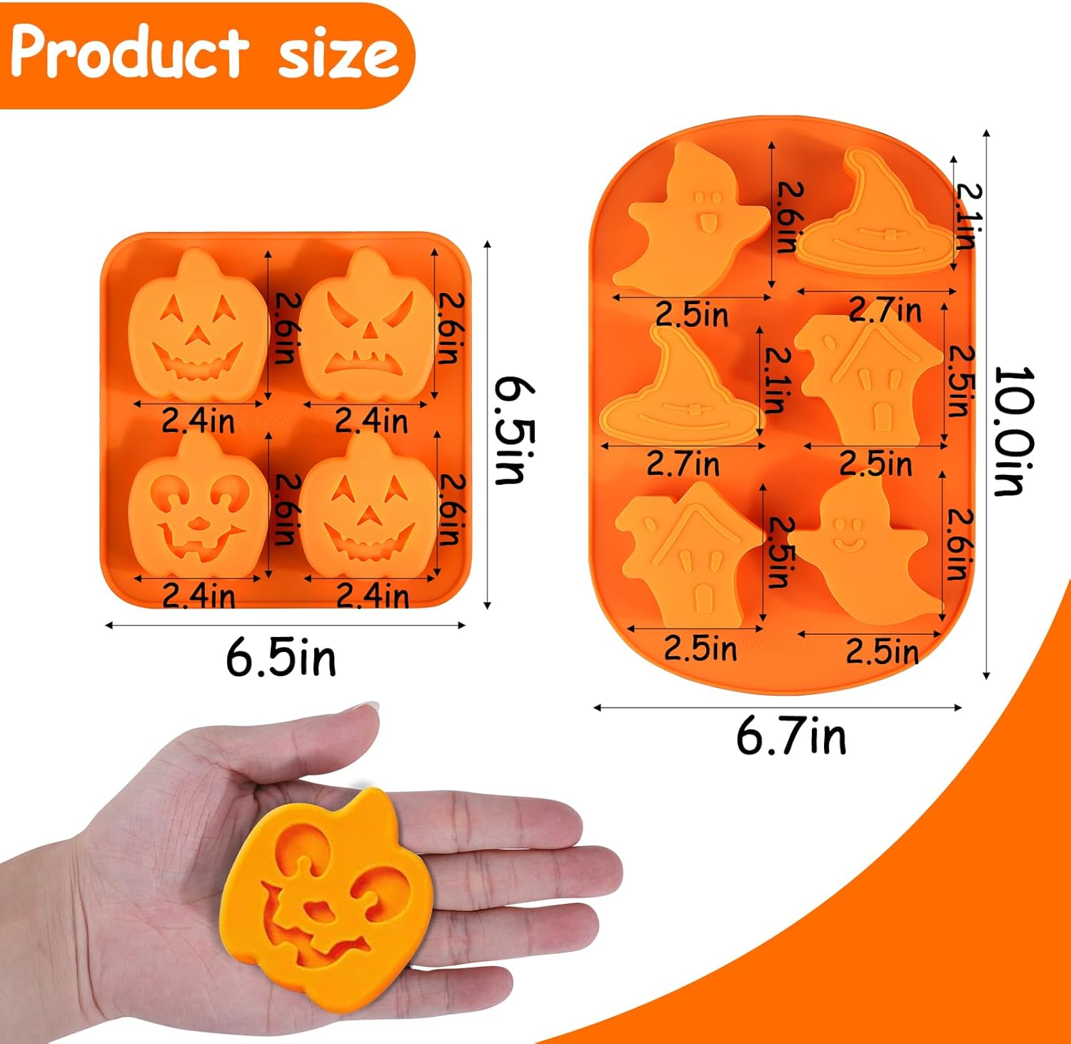 AIERSA Moldes de silicona de Halloween, 1 molde de silicona de calabaza y 1 molde de fantasma para pasteles de Halloween, dulces, gelatina, chocolate